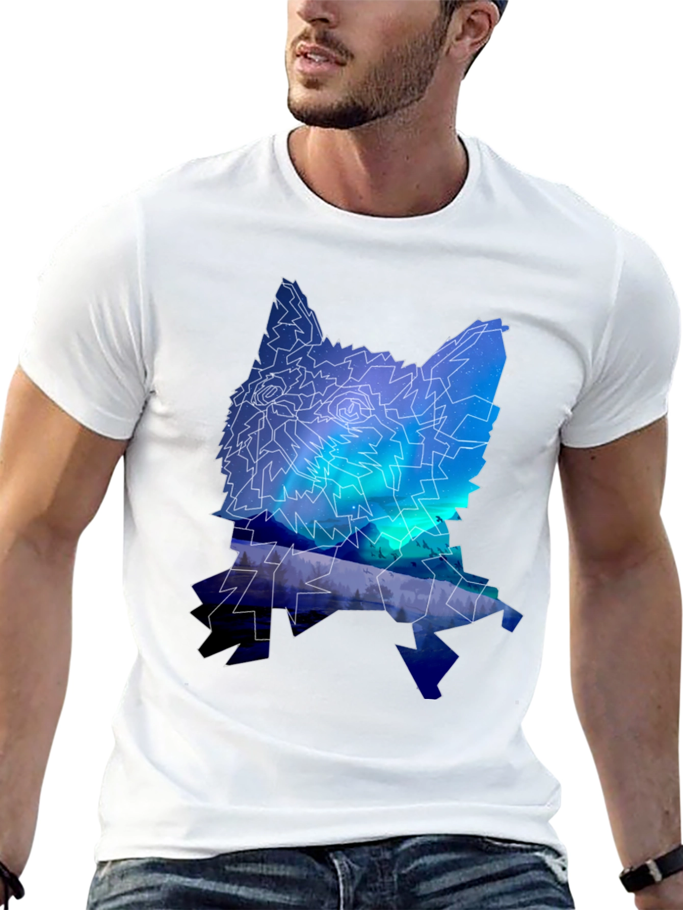 Northern Lights Wolf Graphic T-Shirt