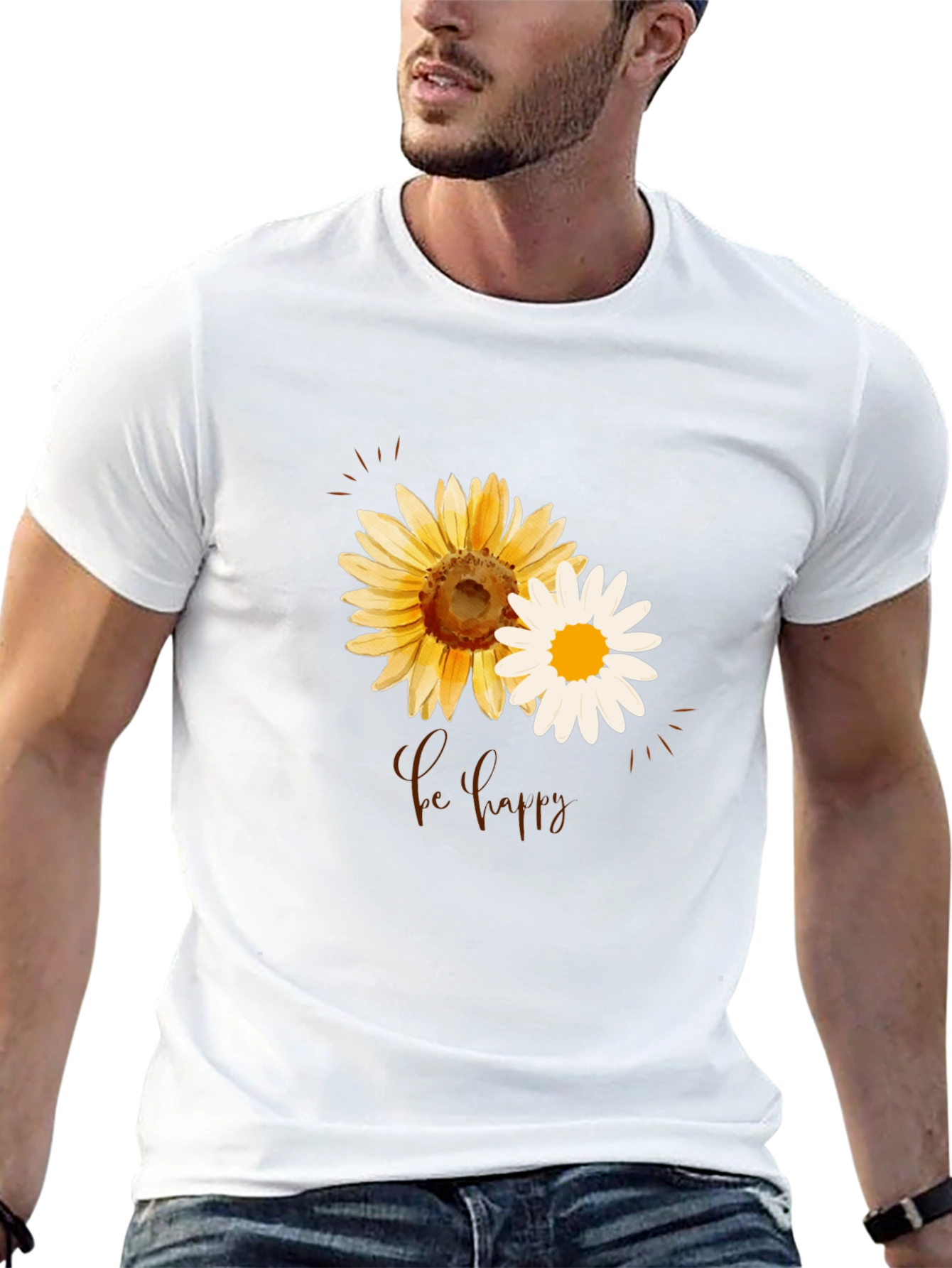 Sunflower & Daisy Be Happy Graphic Tee