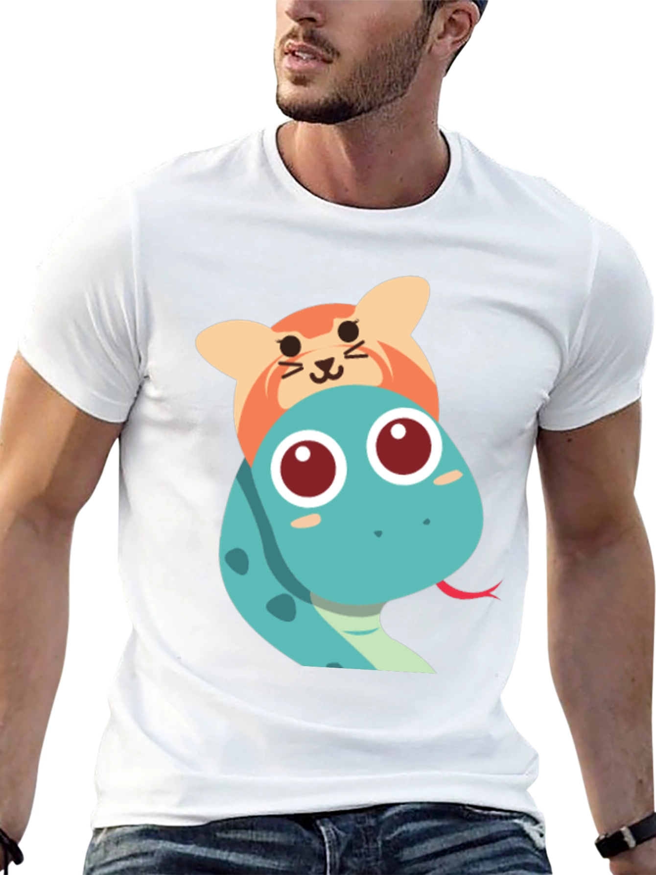 Cute Snake and Cat T-Shirt