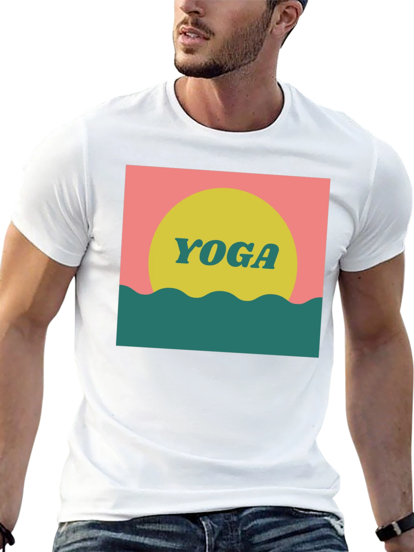 Retro Yoga Graphic Tee - Black Cotton T-Shirt