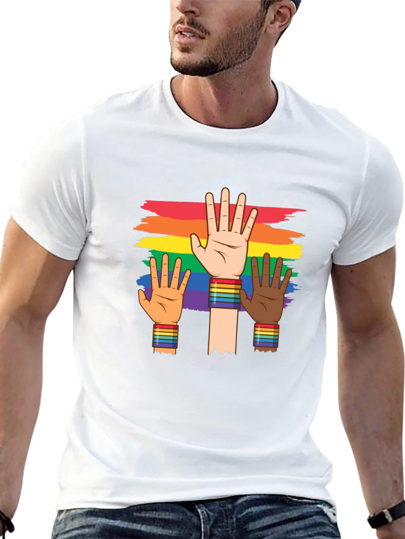Pride Diversity T-Shirt: Rainbow Hands
