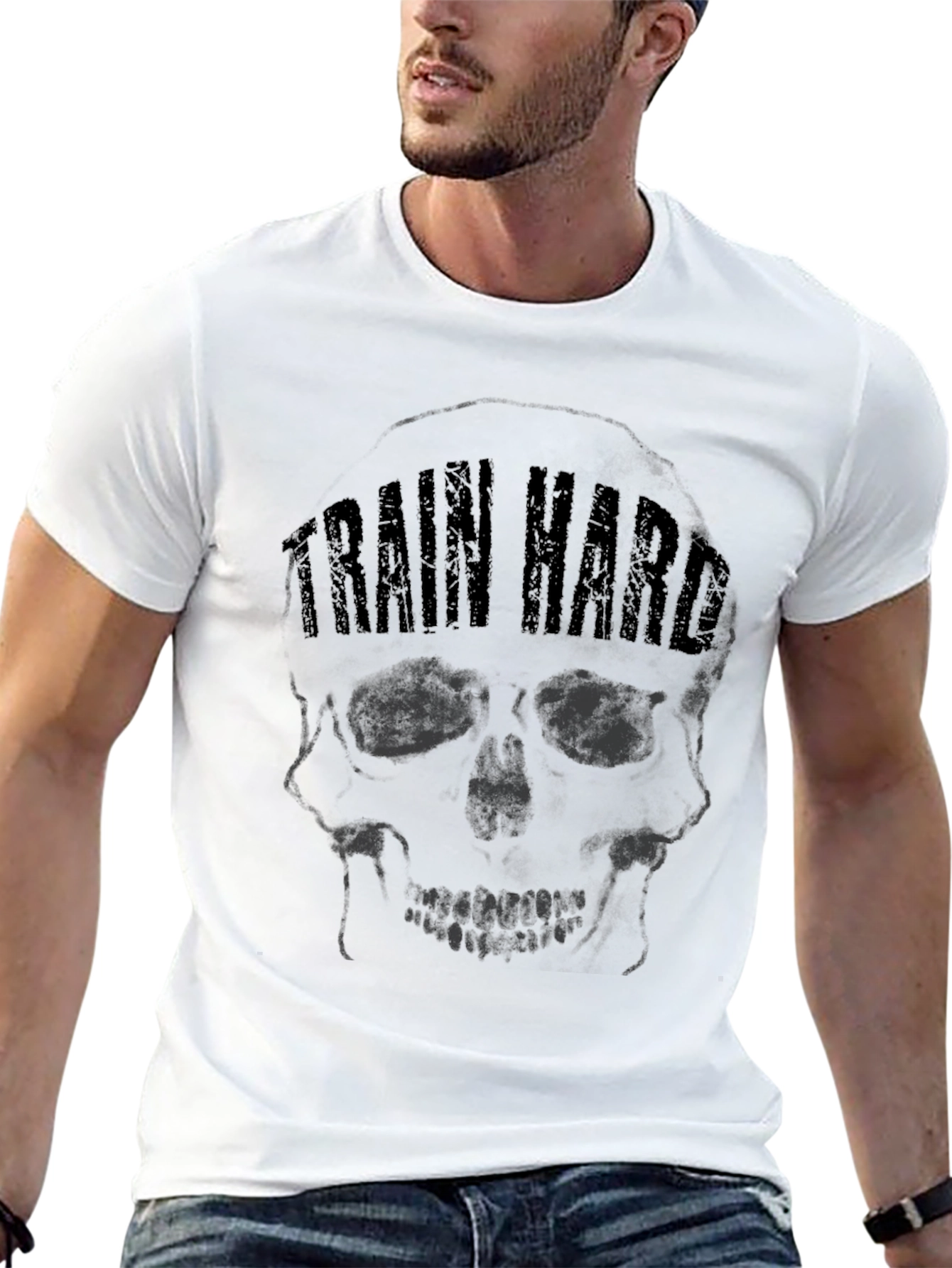 Train Hard Skull Graphic T-Shirt