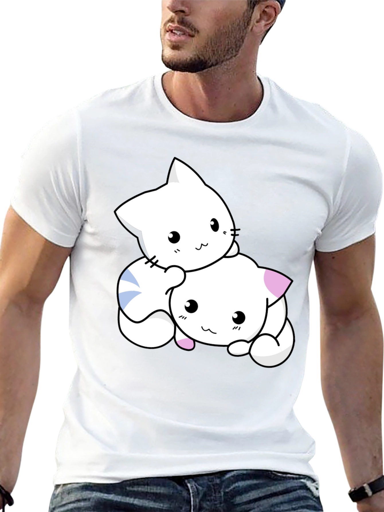 Cute Kawaii Cat T-Shirt - Black