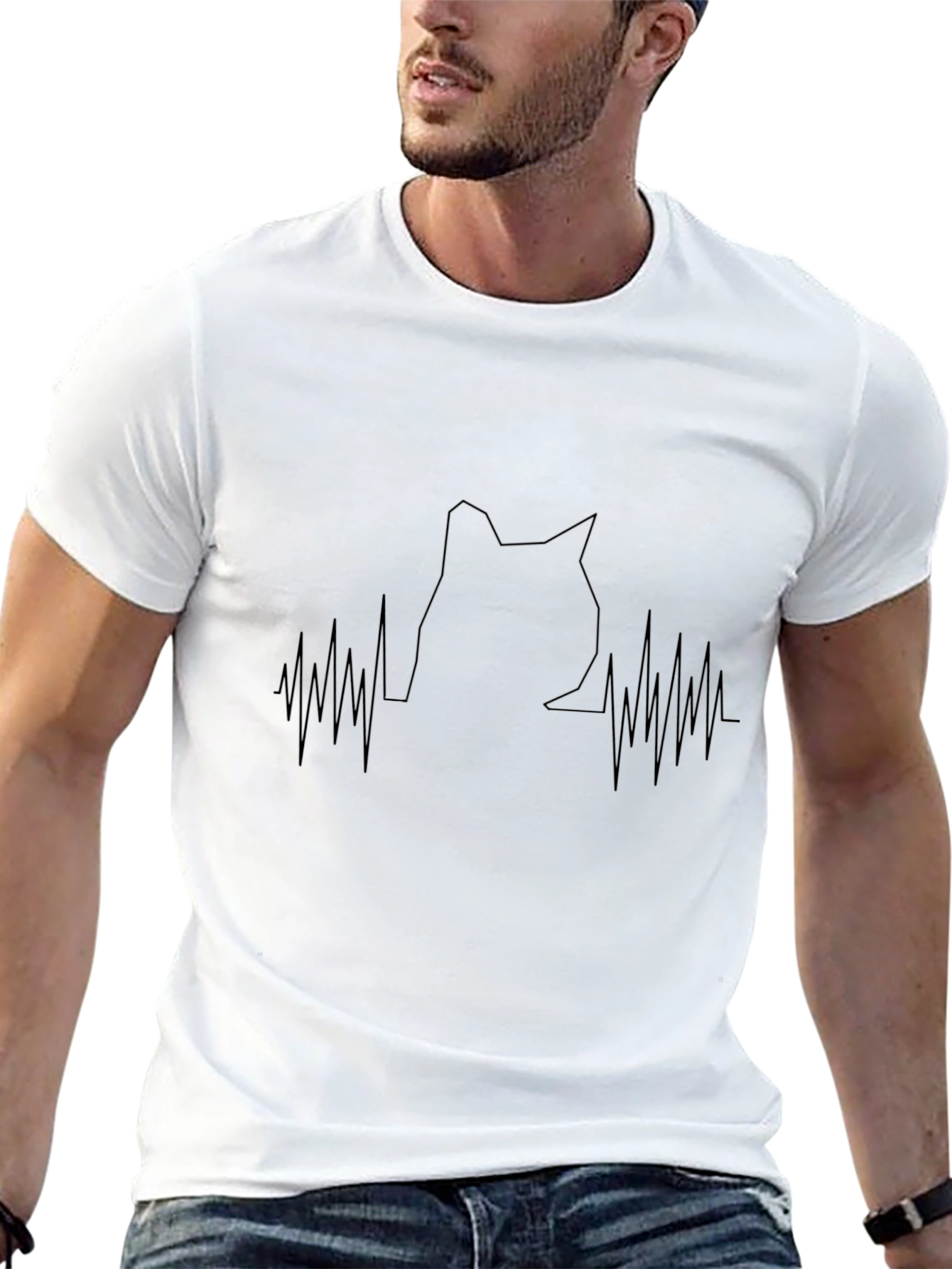 Mens Black T-Shirt with Graphic Design