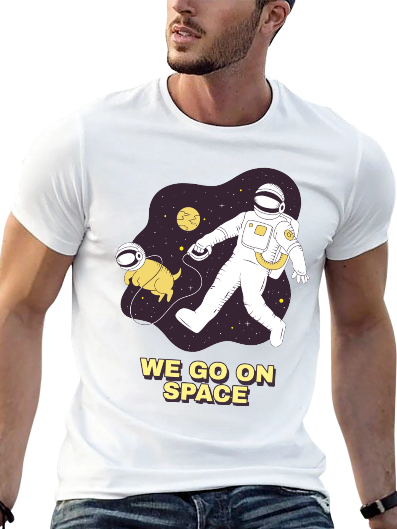 Astronaut & Dog in Space Graphic Tee - Unisex