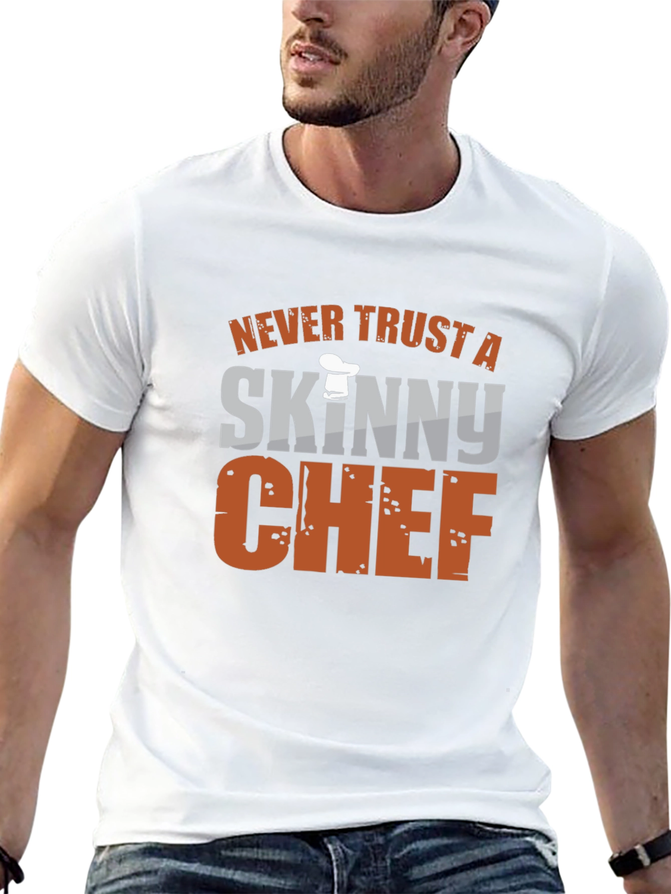 Funny Chef T-Shirt - Never Trust a Skinny Chef!