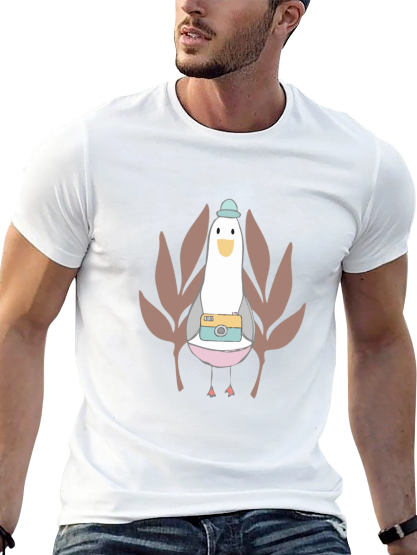 Cartoon Bird with Camera T-Shirt