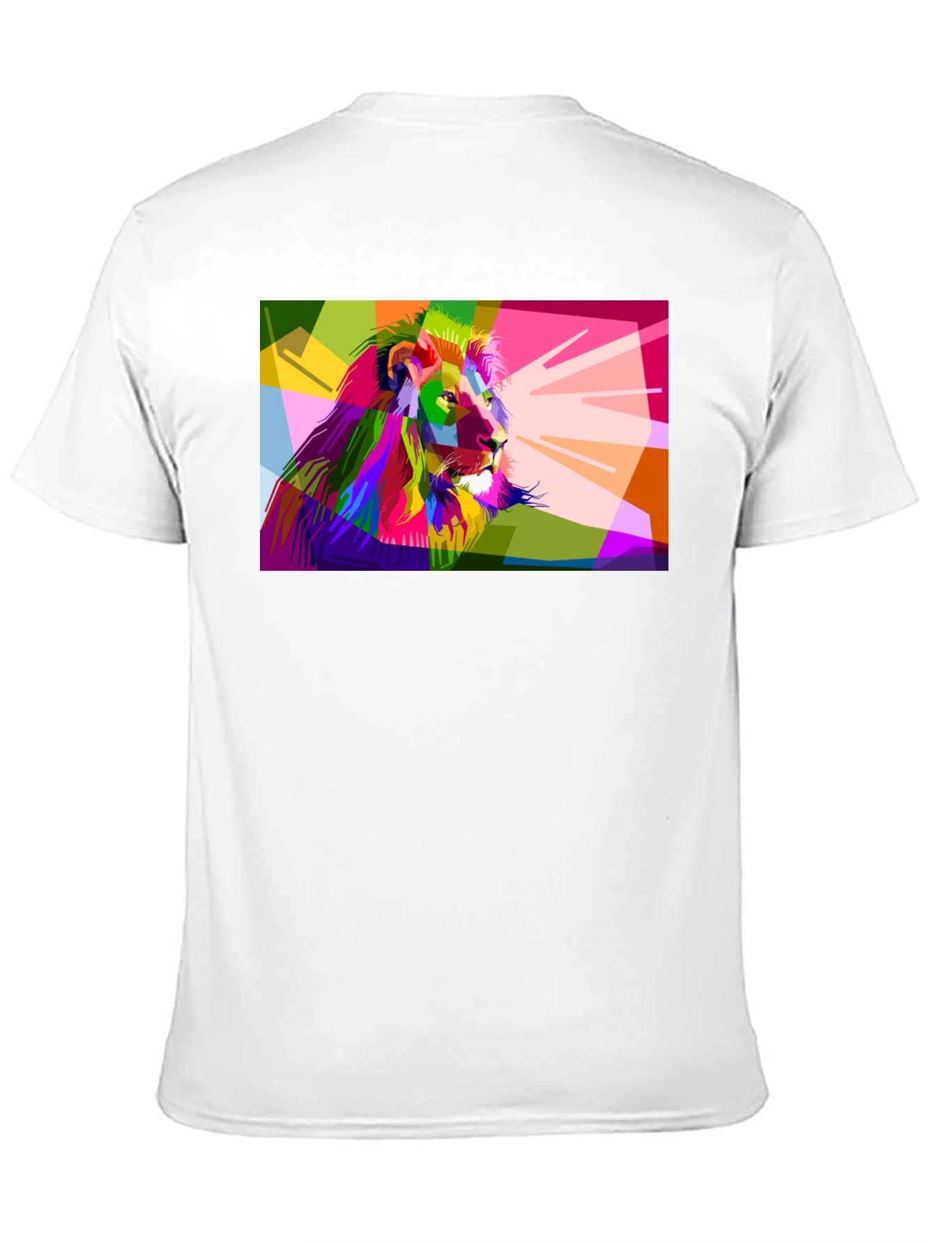Geometric Lion Graphic Print Mens Black T-Shirt