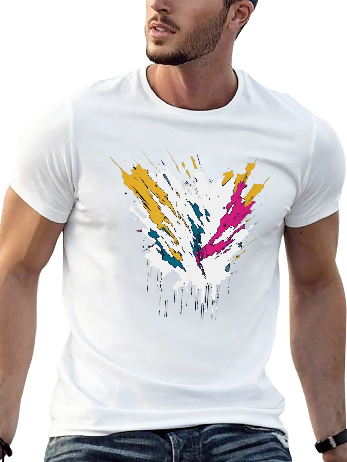 Abstract Splatter Graphic Mens Tee - Black