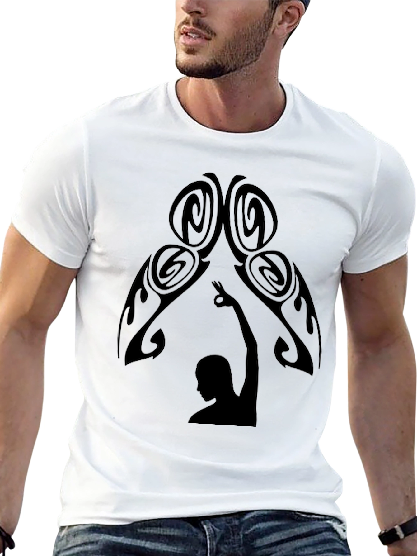 Tribal Silhouette Graphic Black T-Shirt