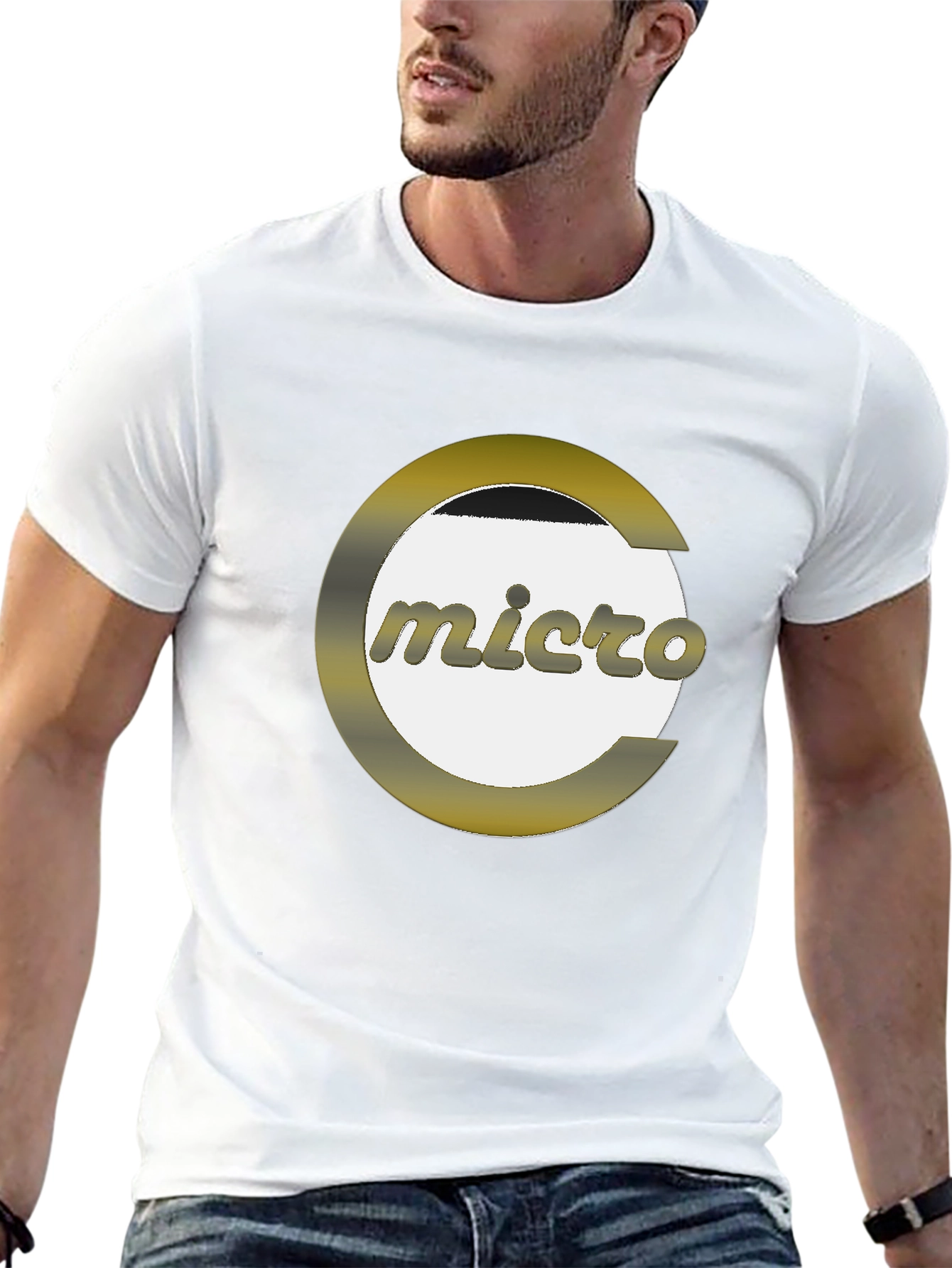Micro Graphic Print Black T-Shirt - Modern Style