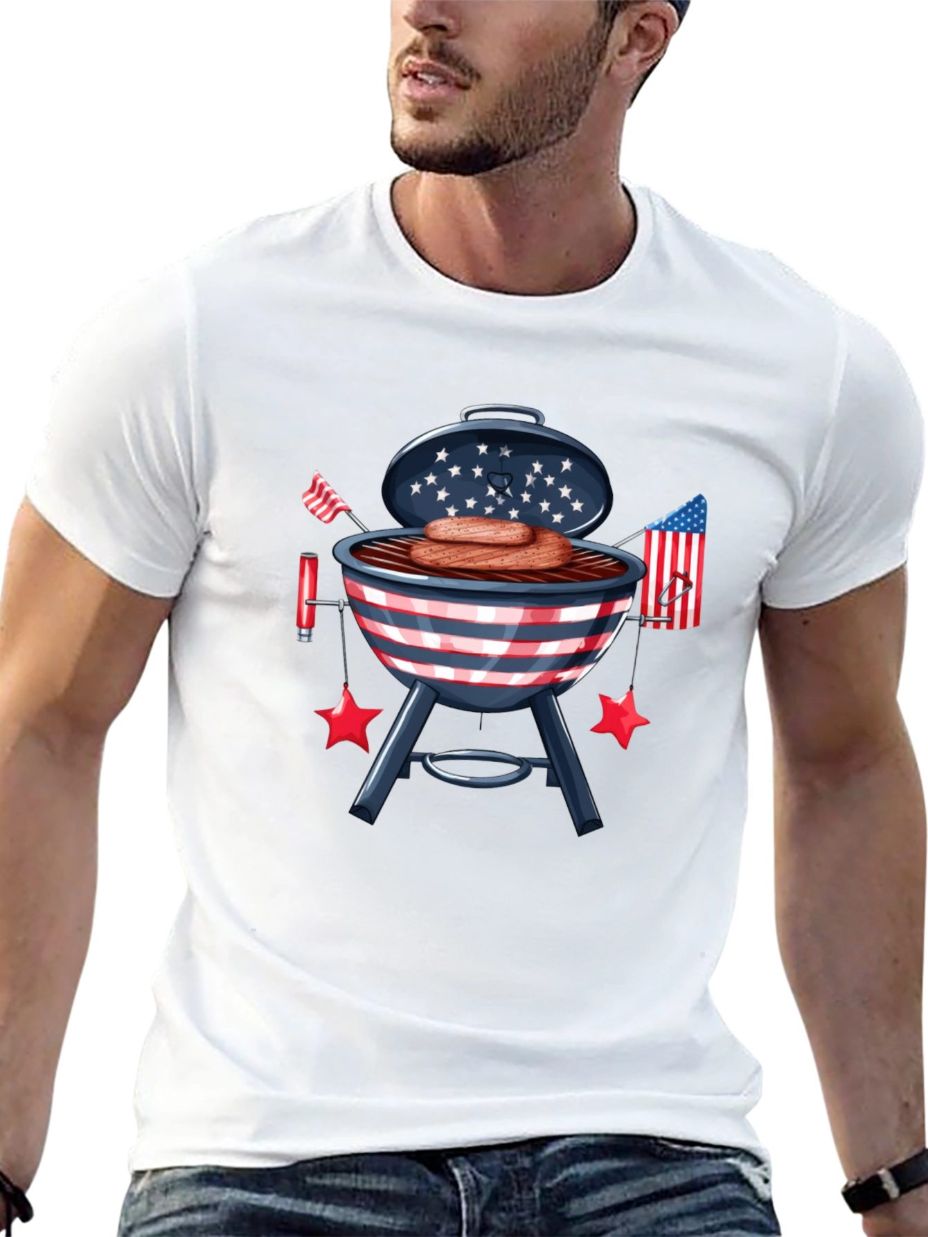 Patriotic BBQ Grill T-Shirt - Cookout Apparel