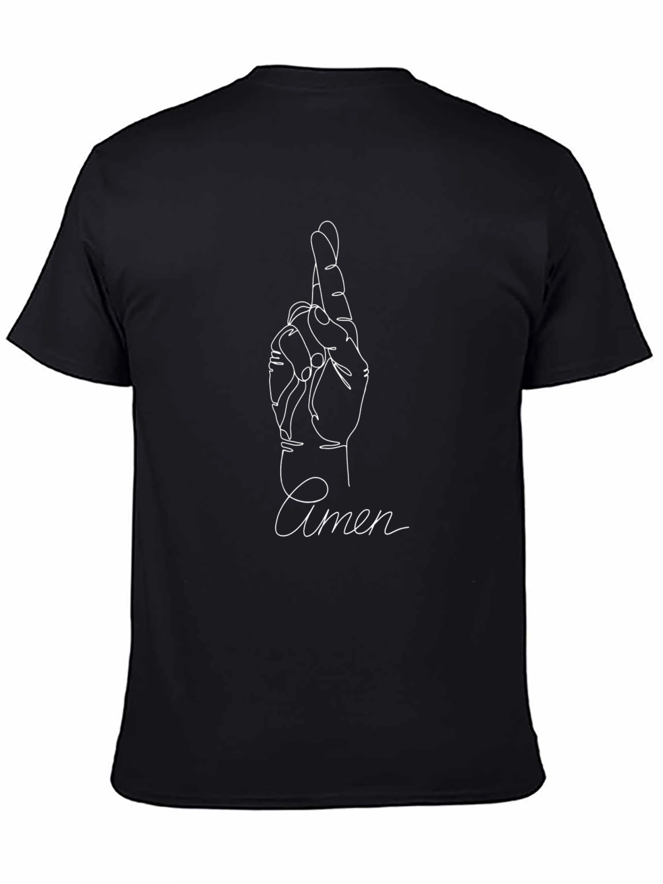 Amen Fingers Crossed Graphic Tee - Unisex Black T-Shirt