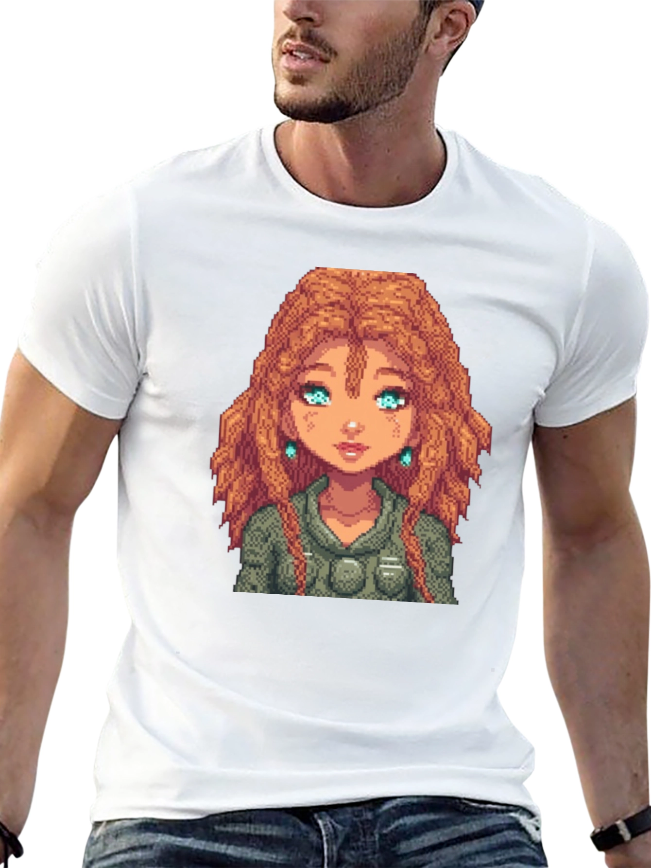 Pixel Art Woman Black T-Shirt