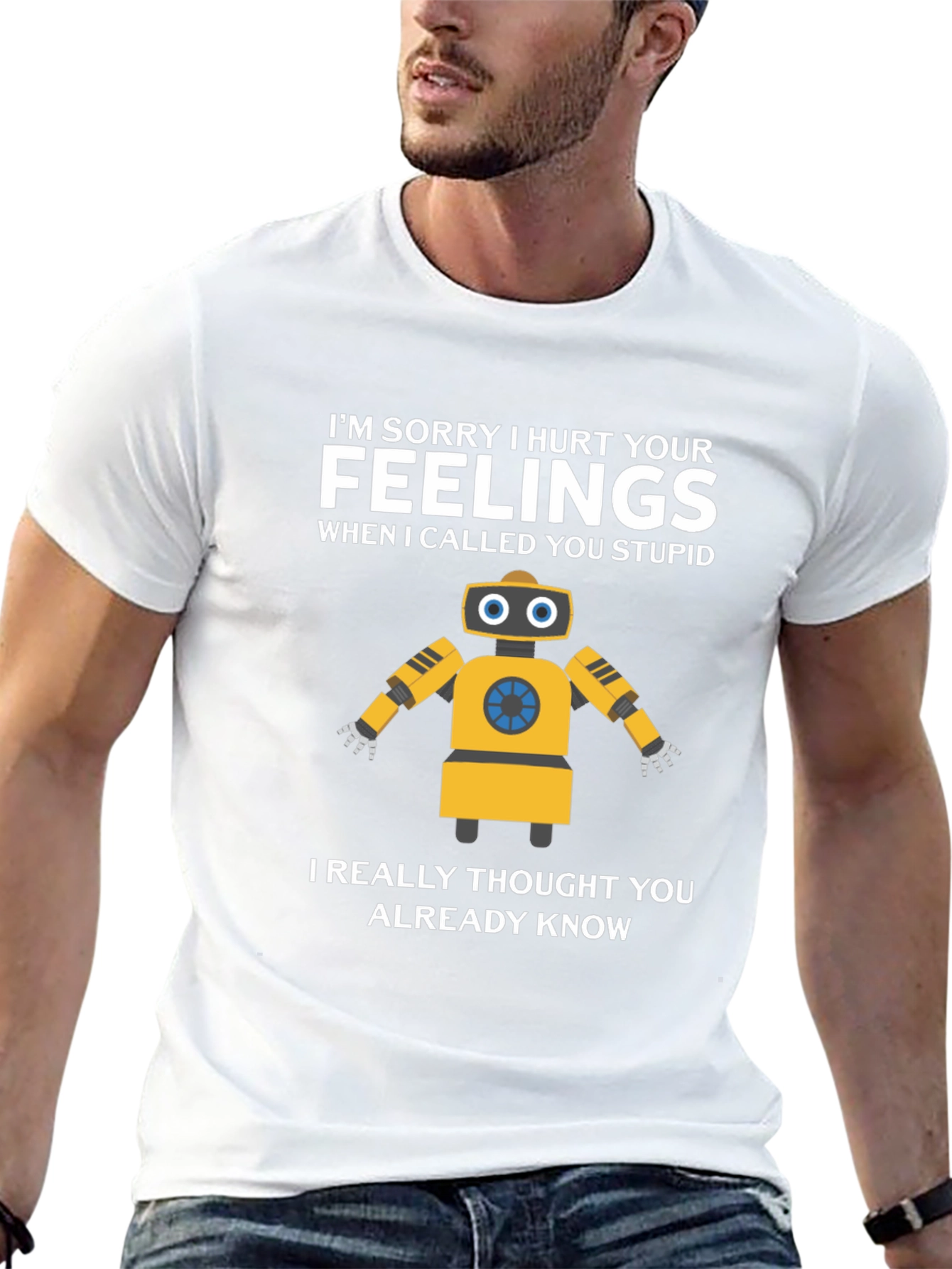 Funny Robot Apology Graphic T-Shirt