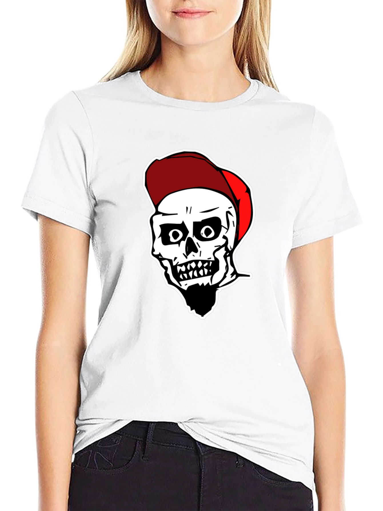 Skull Graphic Tee: Black Cotton Blend