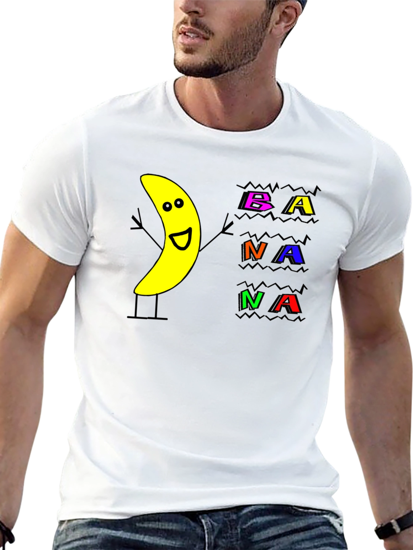 Funny Banana Graphic Print Black T-Shirt