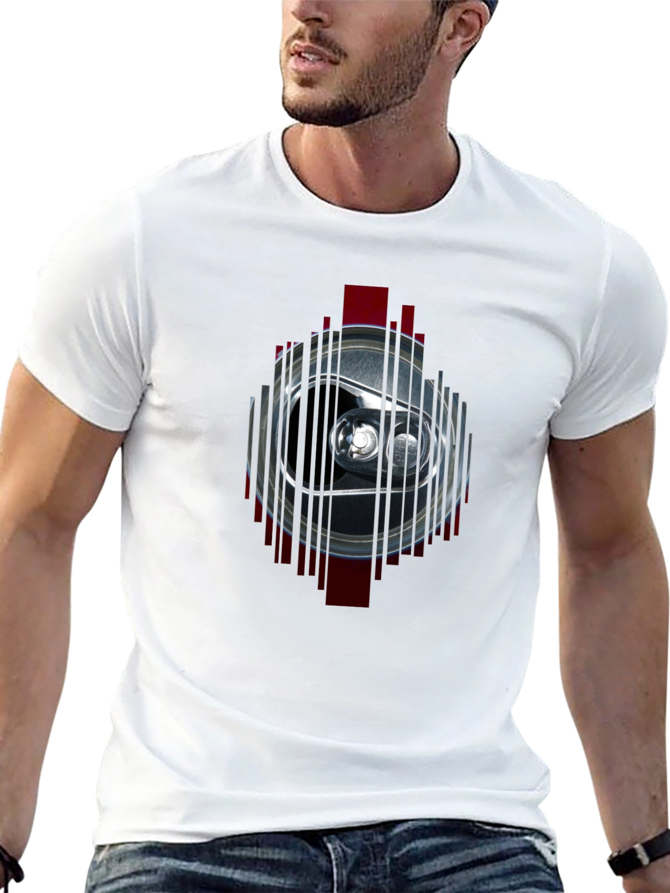 Mens Black T-Shirt with Can Graphic