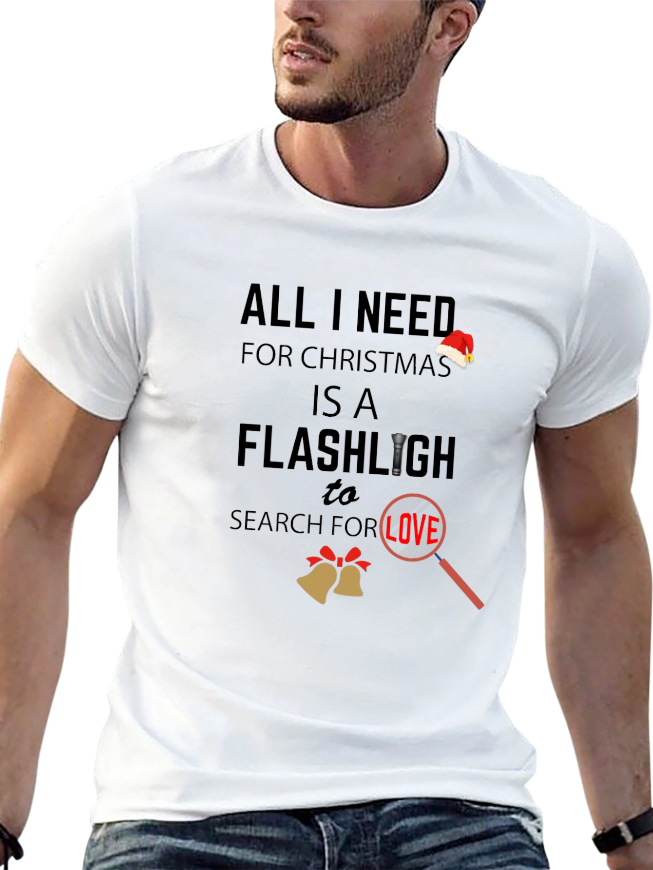 Funny Christmas Flashlight Love Search T-Shirt