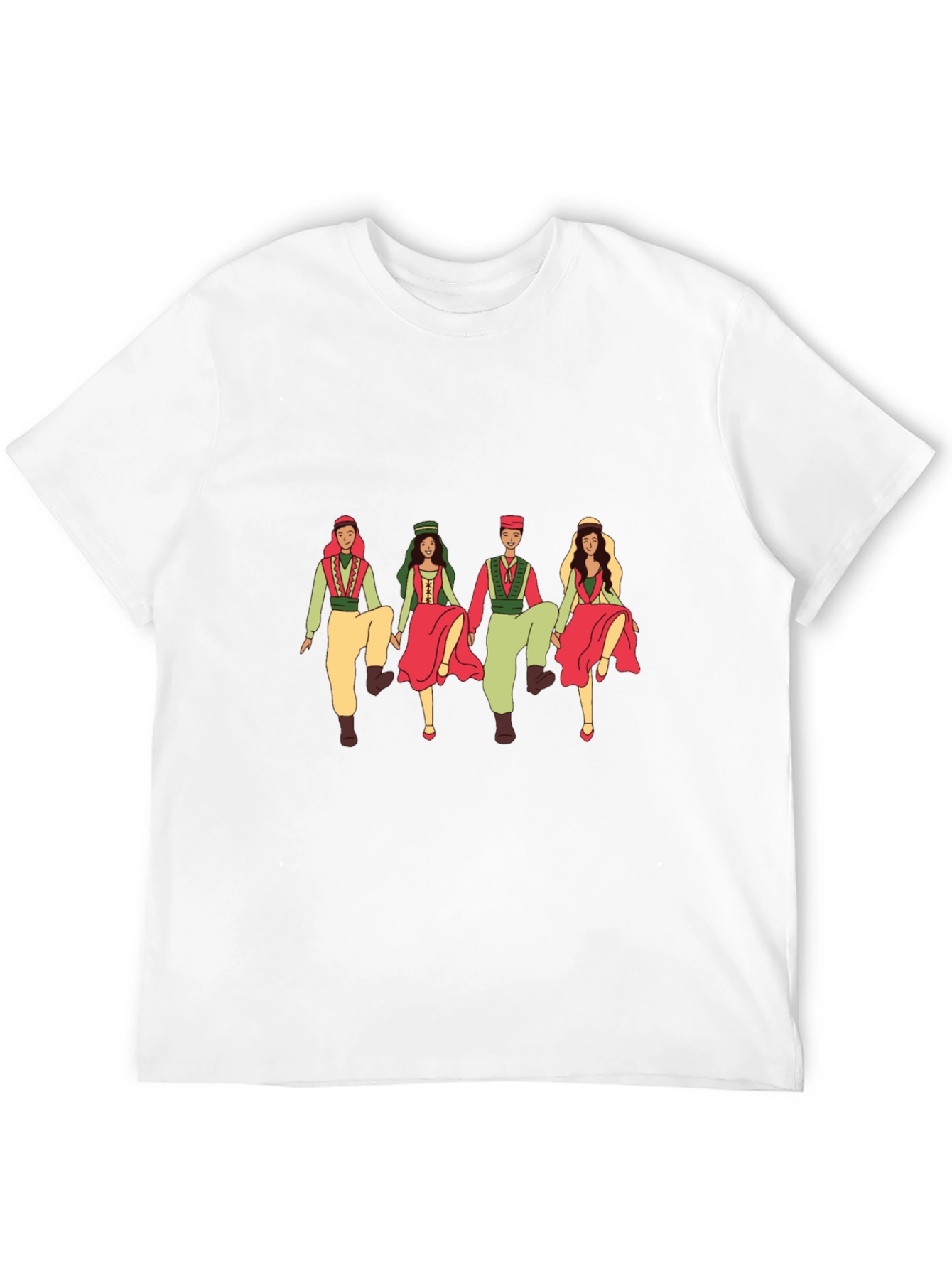 Folk Dance Graphic Tee - Black Crew Neck