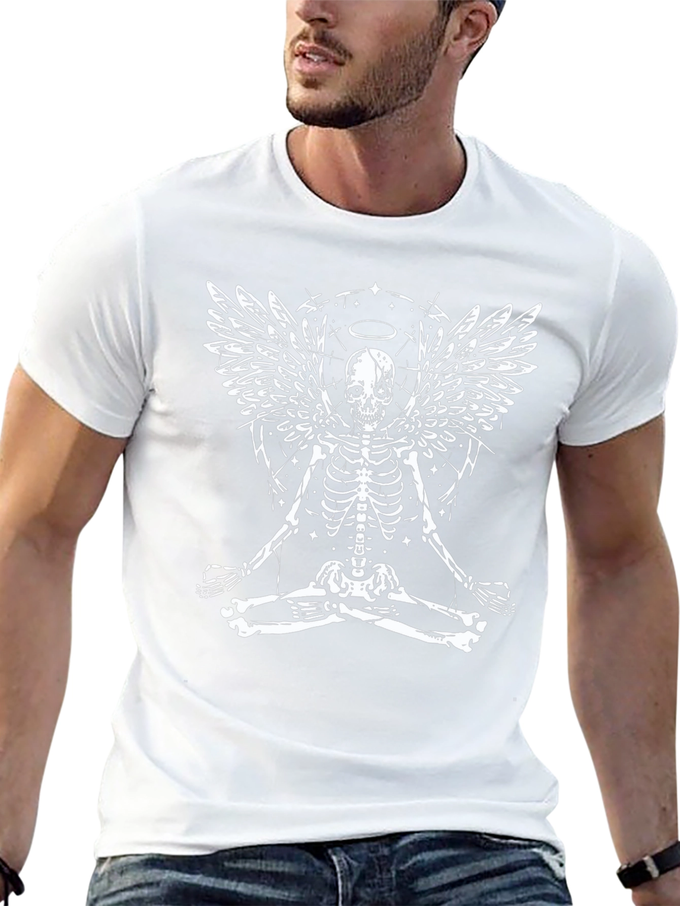 Black Skeleton Angel Wings T-Shirt