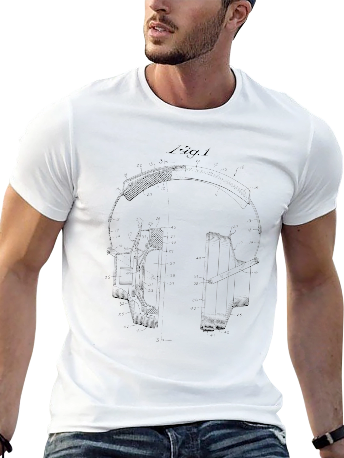 Headphone Blueprint Black T-Shirt