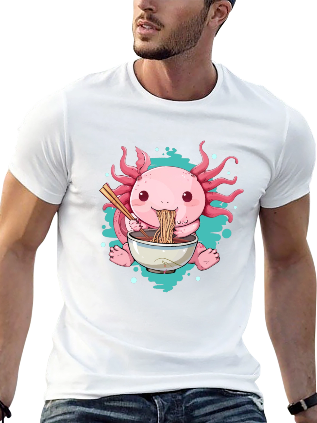Axolotl Ramen T-Shirt - Cute Cartoon Tee