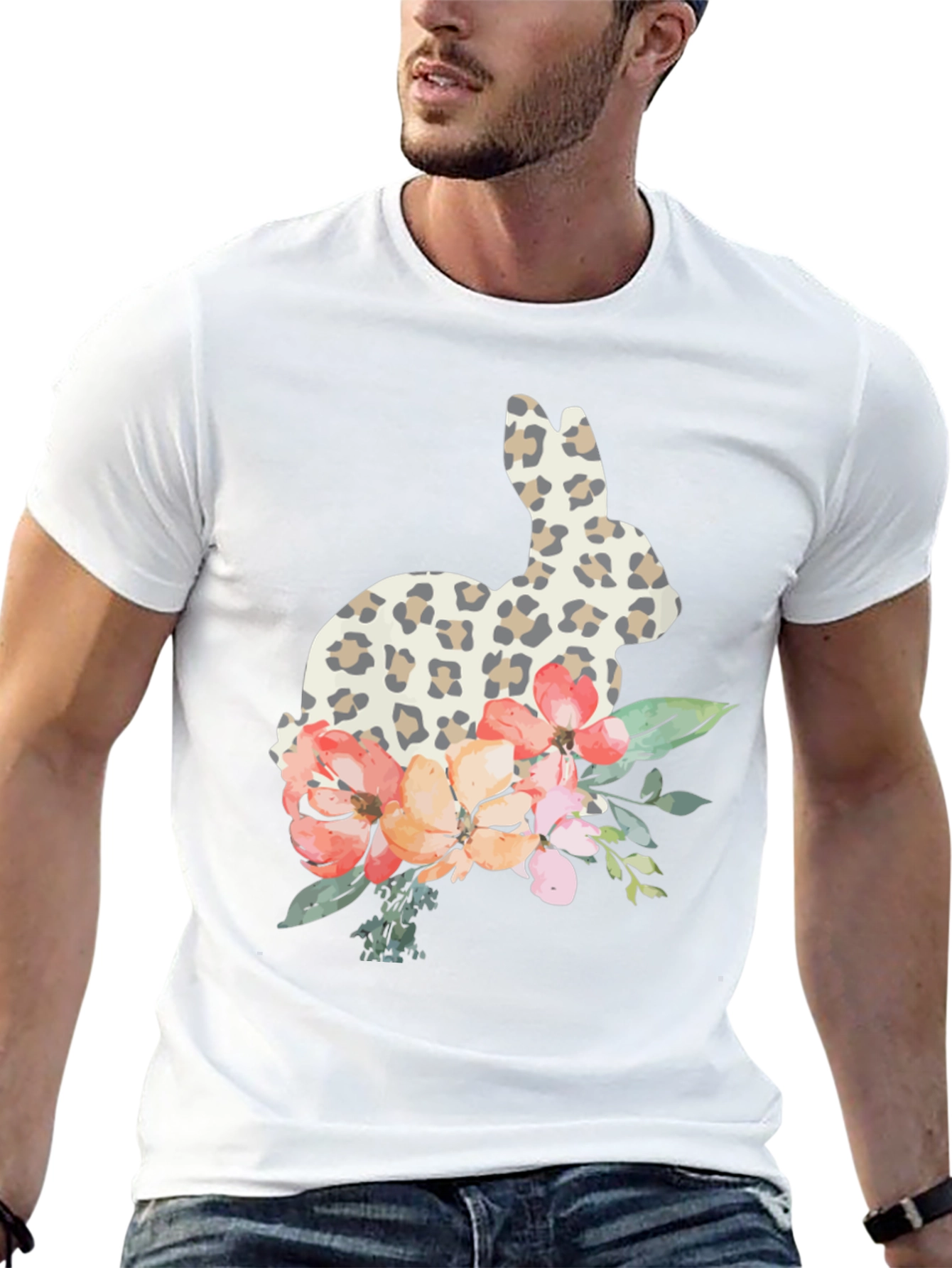 Floral Bunny Graphic Tee - Easter Spring Casual