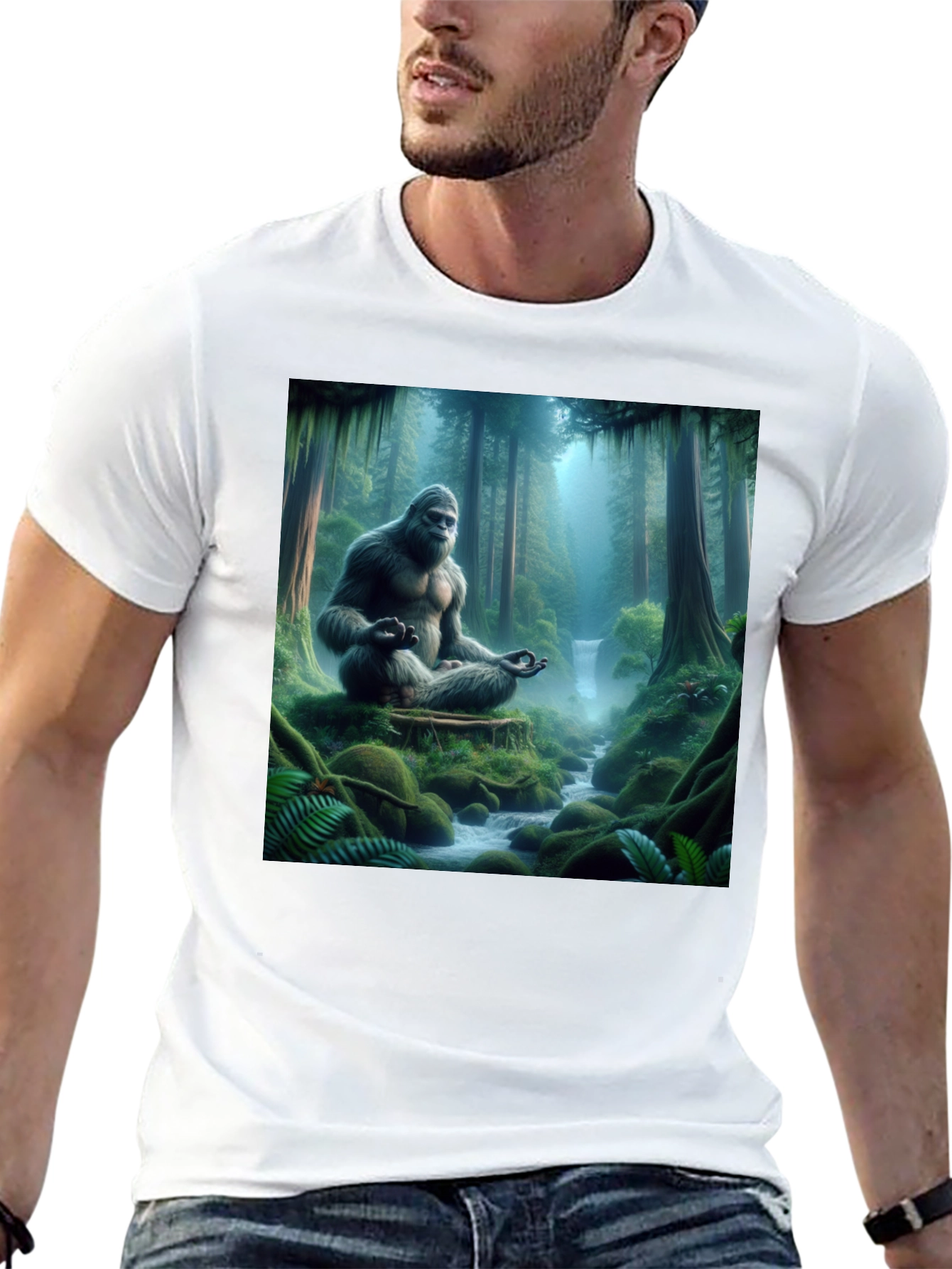 Zen Bigfoot T-Shirt: Meditating Sasquatch Design