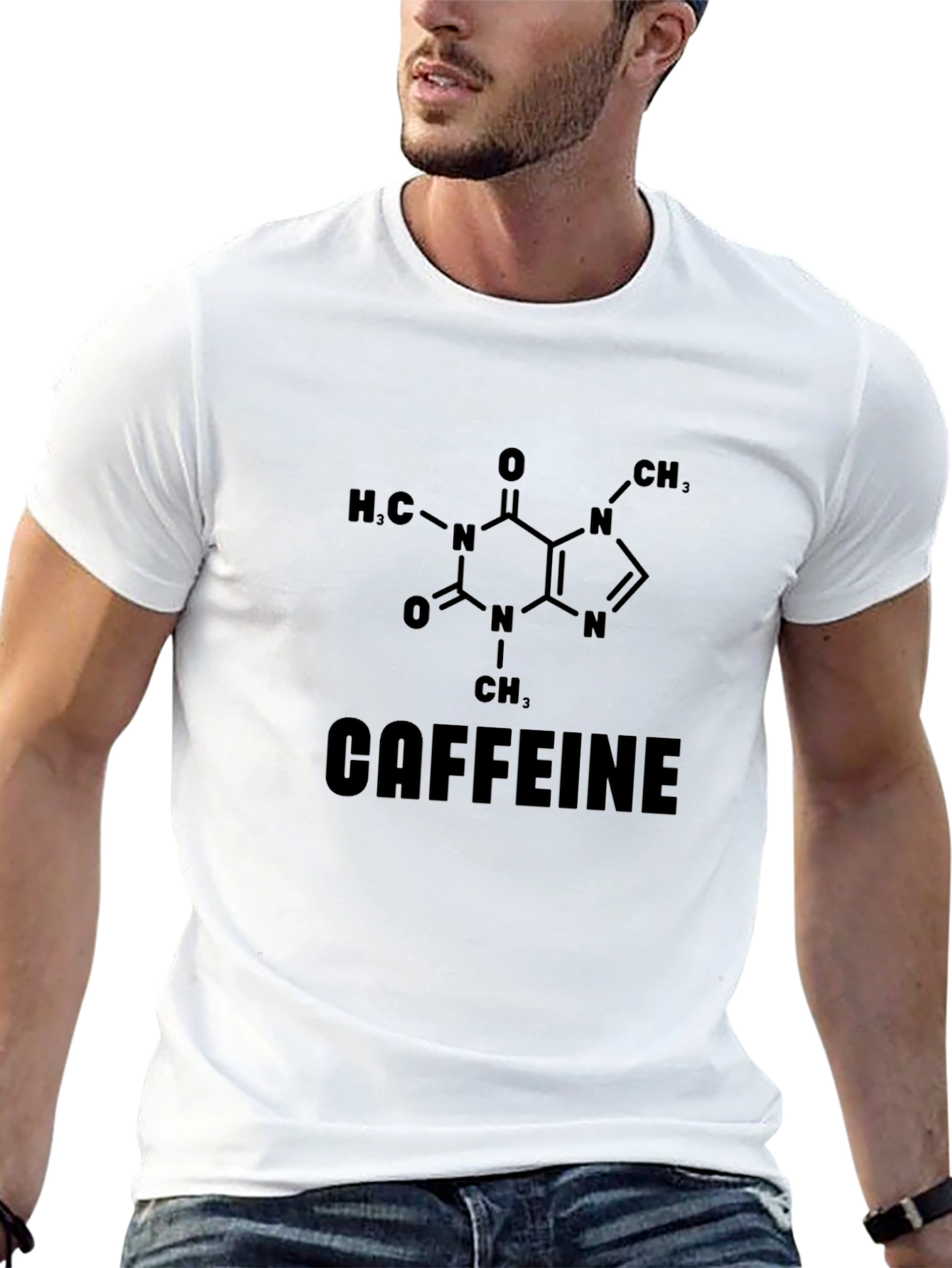 Caffeine Molecule T-Shirt - Chemistry Inspired Design