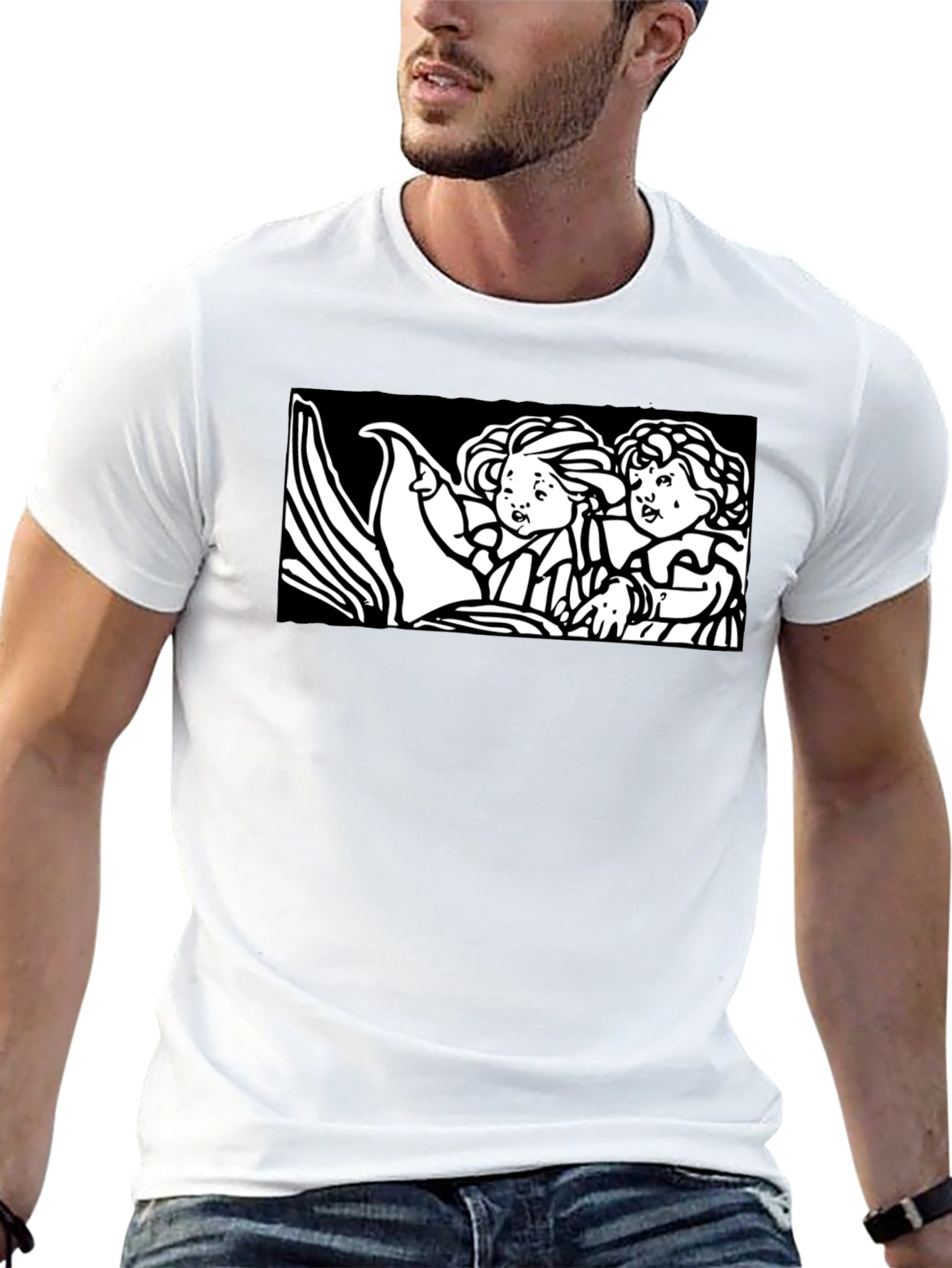 Retro Cartoon Graphic Tee - Black