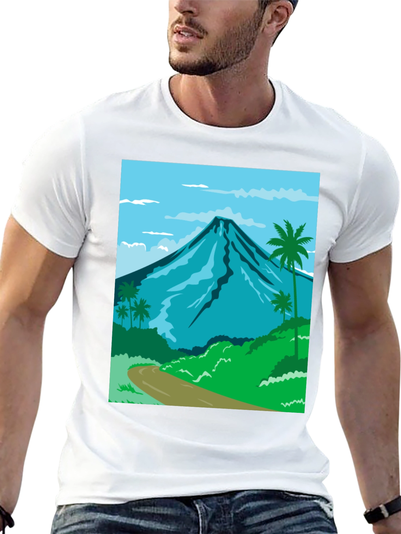 Mountain and Palm Tree Graphic Tee