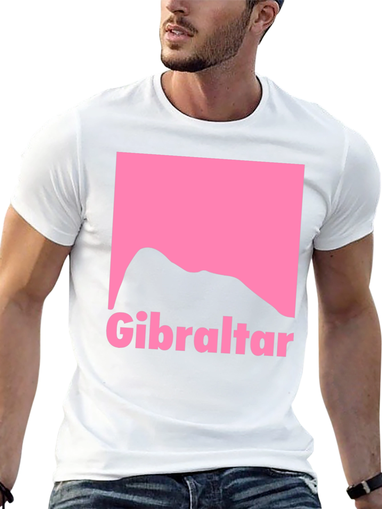 Gibraltar Rock Silhouette T-Shirt - Pink Graphic Print