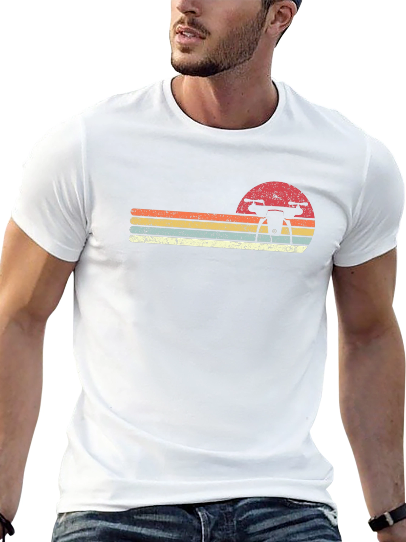 Retro Drone Sunset Graphic Tee