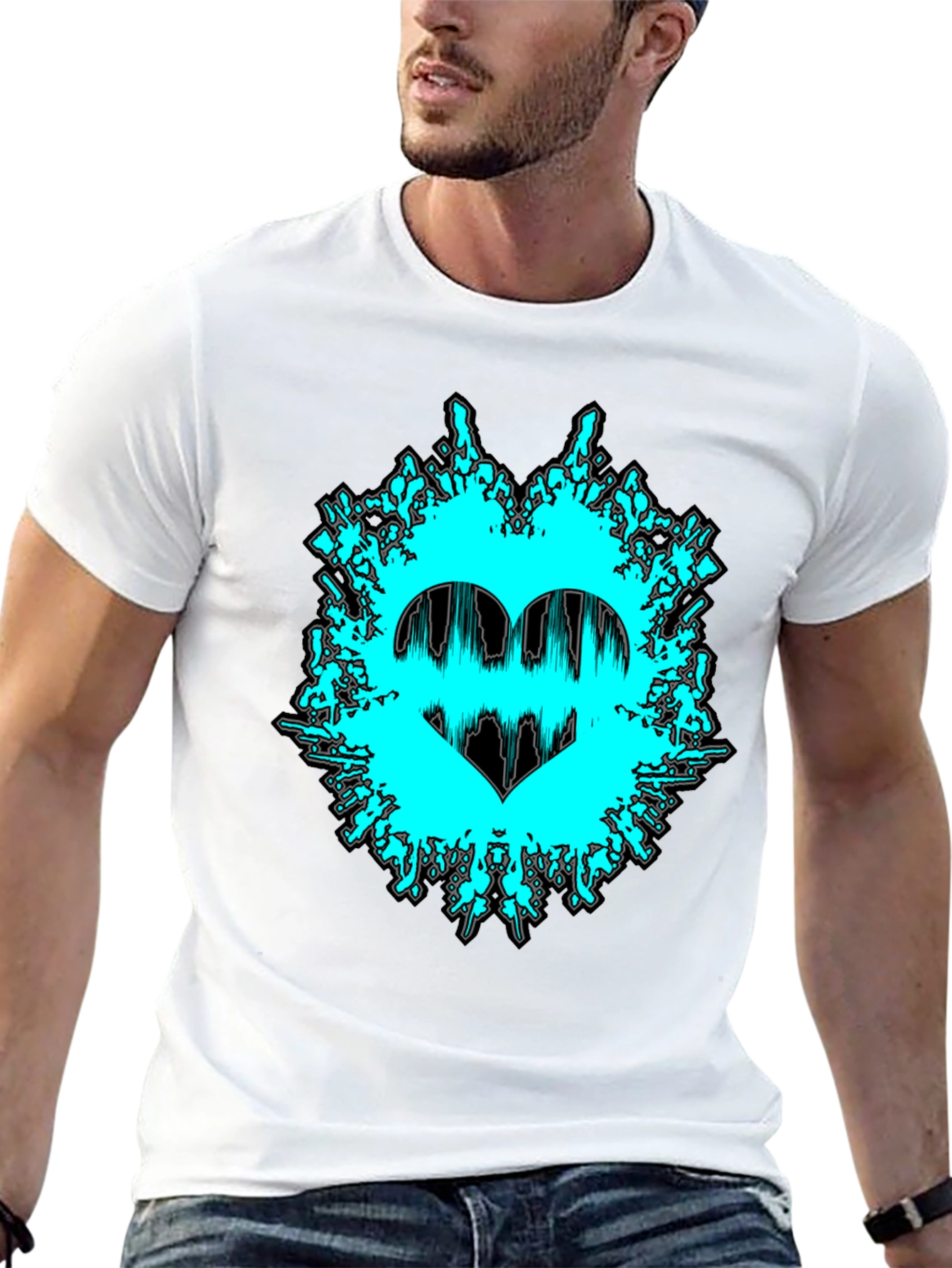 Graphic Print Tee - Heartbeat Love Design
