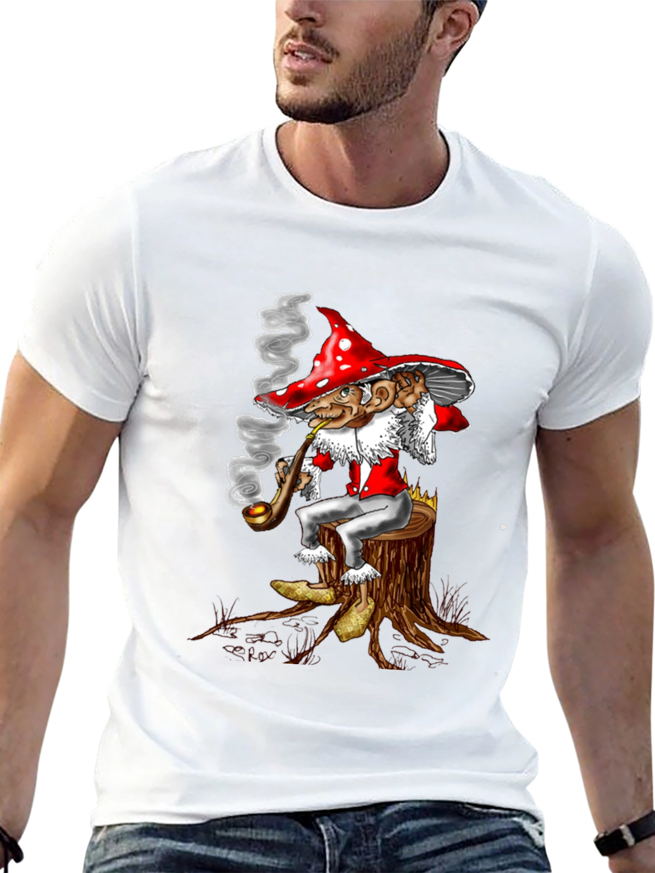 Mushroom Gnome Tee - Whimsical Graphic Print