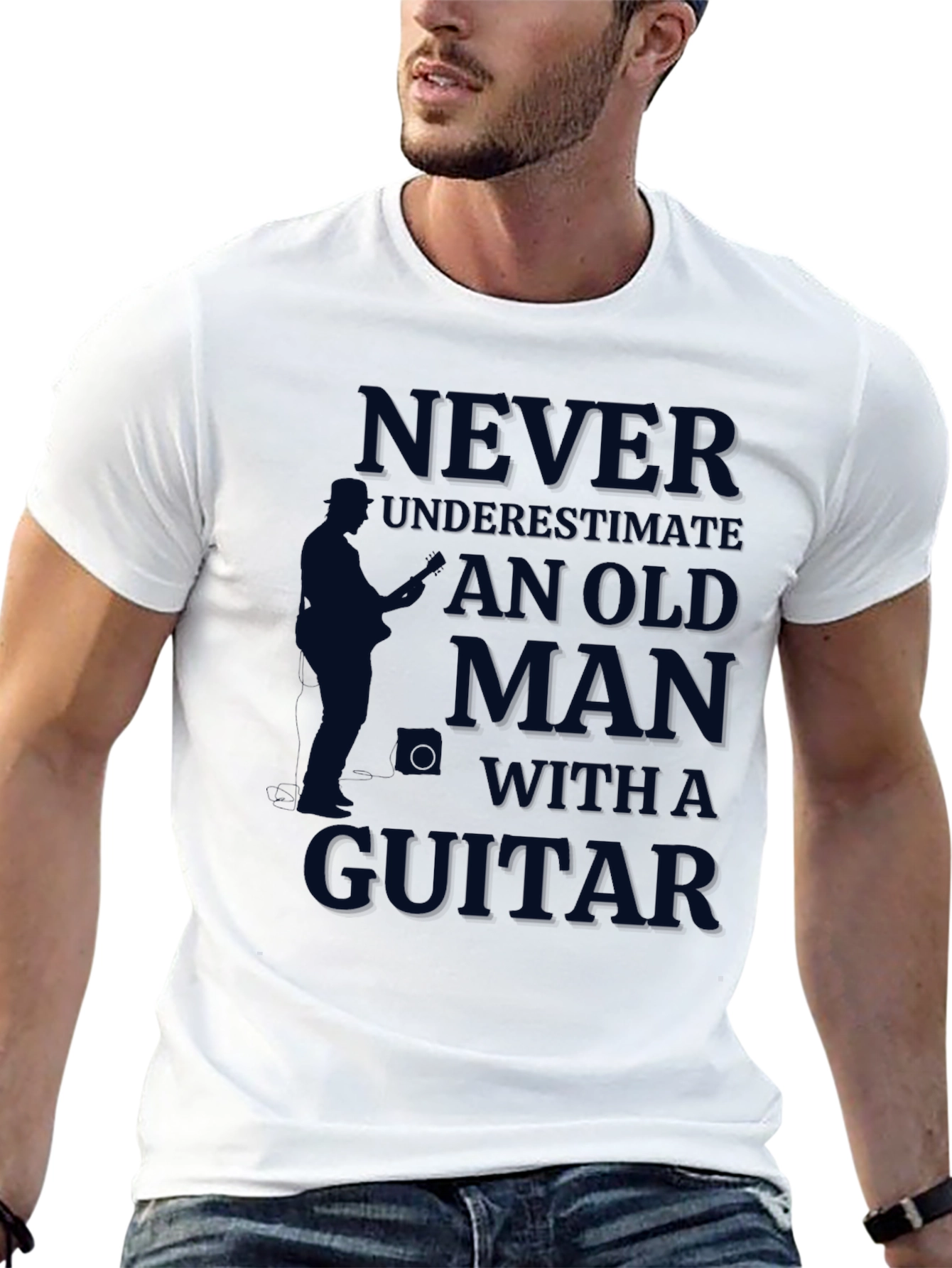 Old Man Guitar Player Graphic T-Shirt