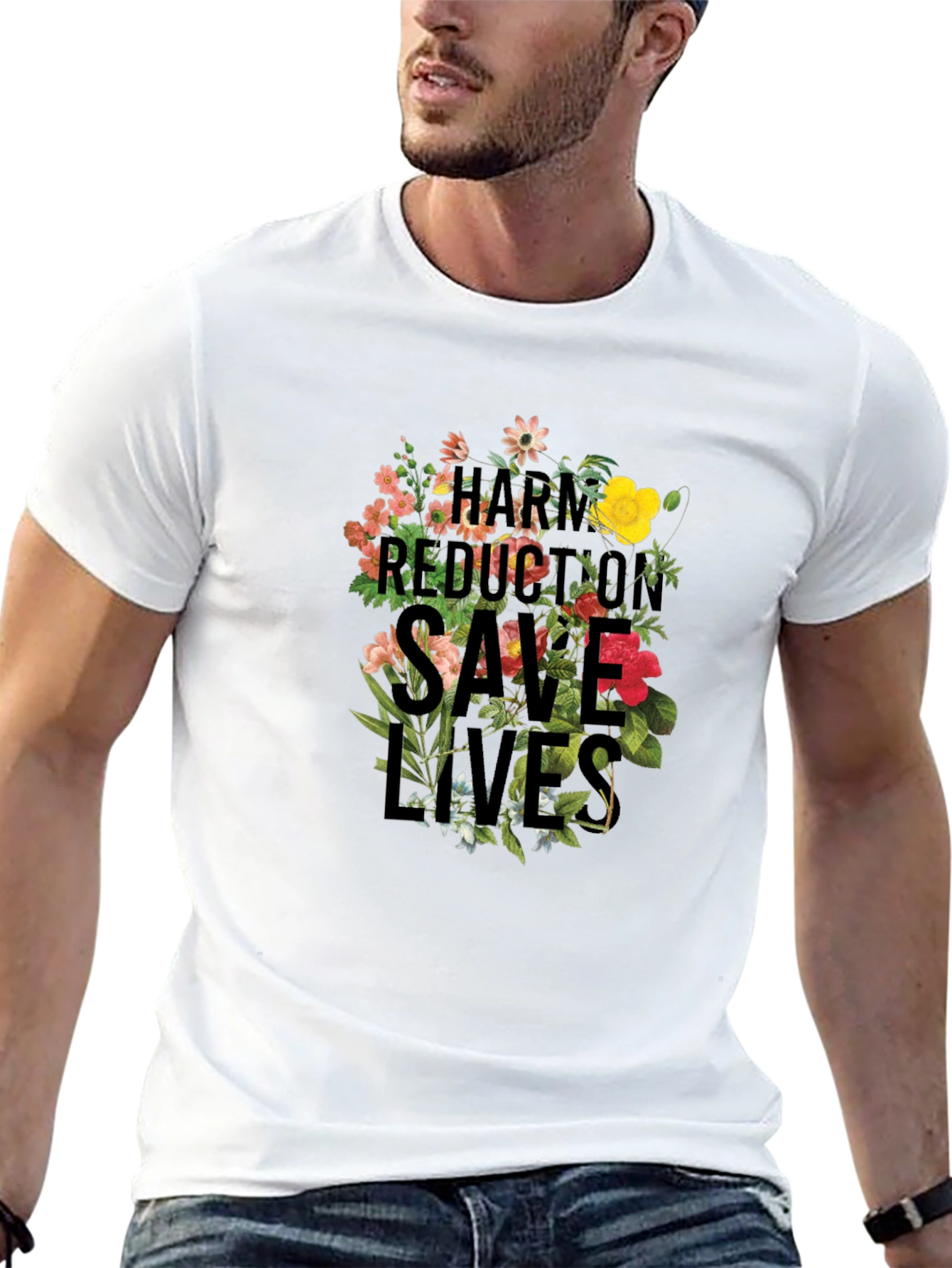 Harm Reduction Saves Lives Floral Tee