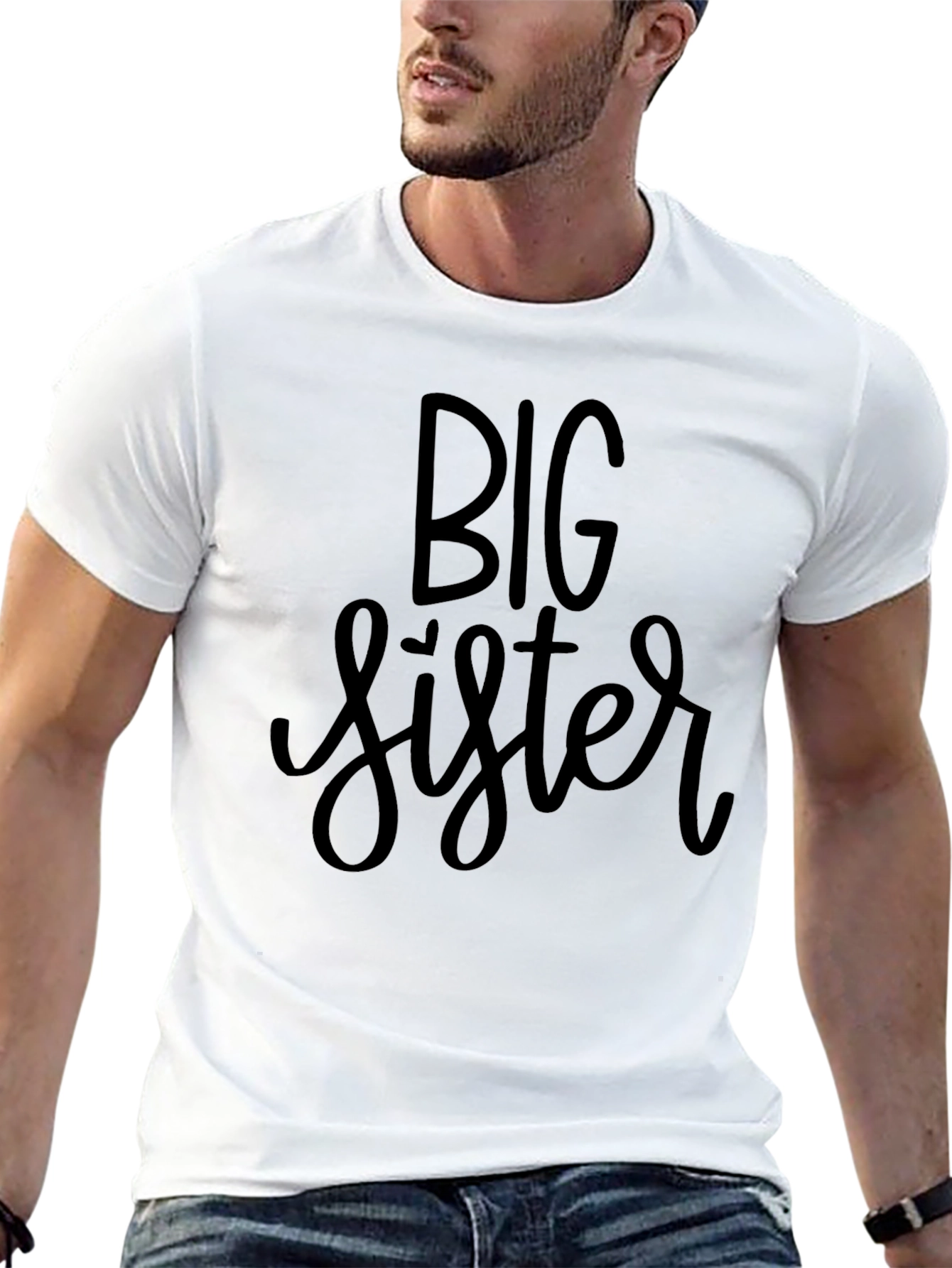 Big Sister Graphic Tee - Black Cotton T-Shirt