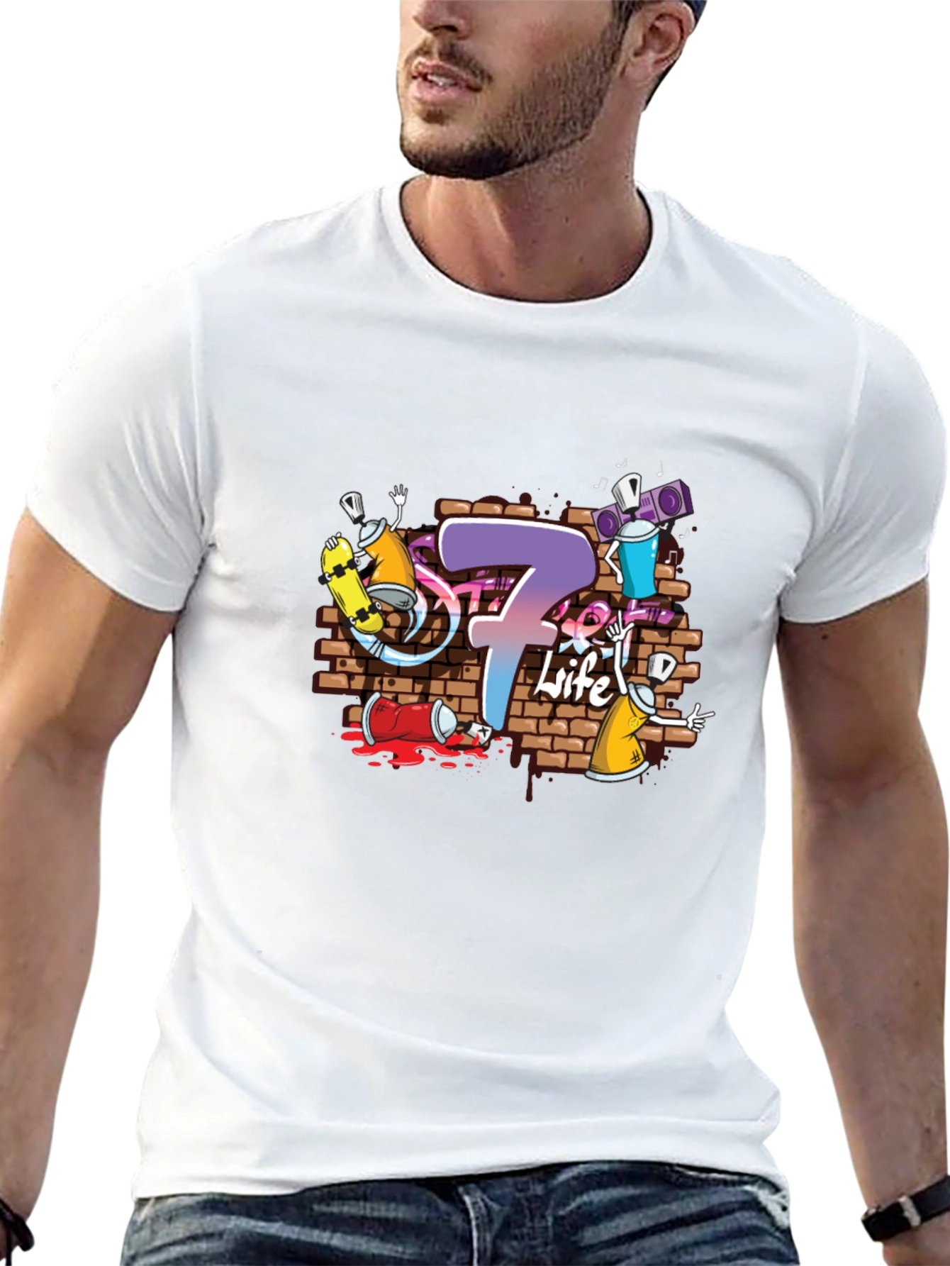 Graffiti 7 Life Black T-Shirt