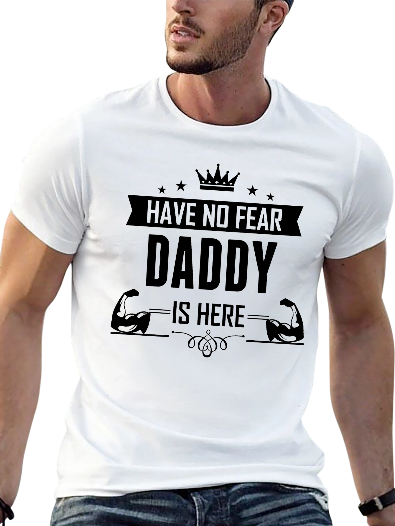 Have No Fear Daddy Is Here Black Graphic Tee
