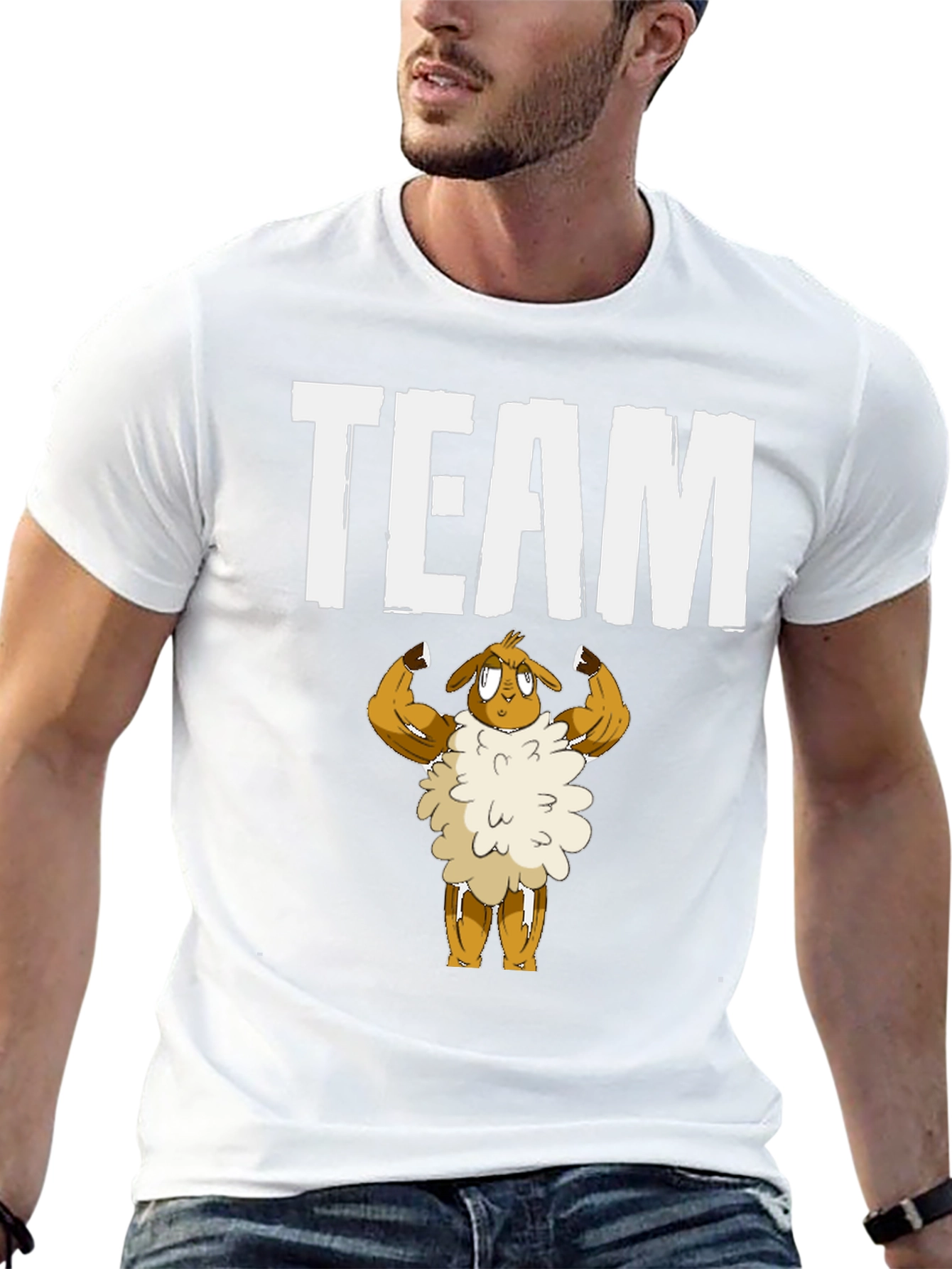 Team Sheep Muscle T-Shirt - Black Cotton Graphic Tee