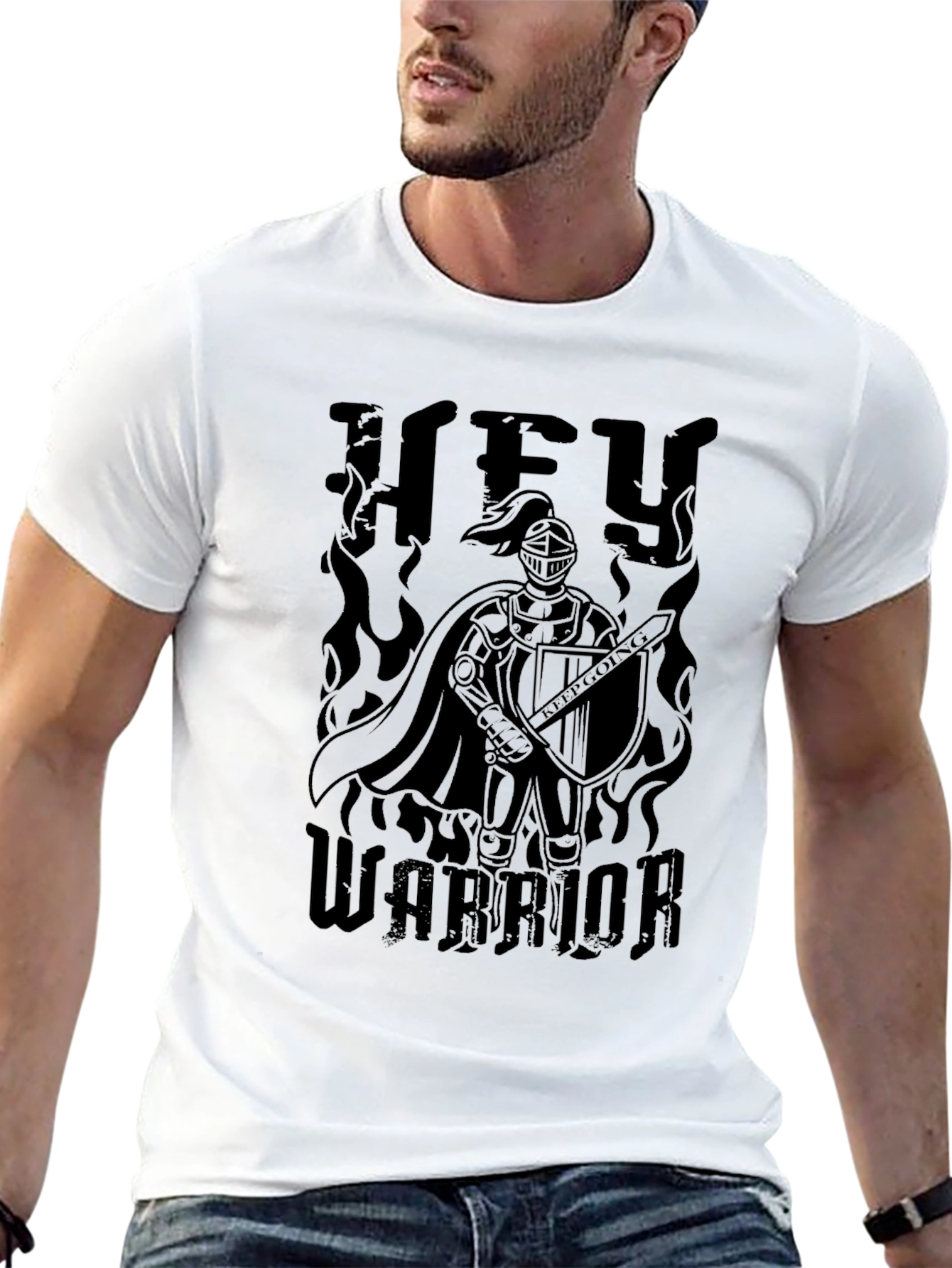 Hey Warrior Black Graphic T-Shirt