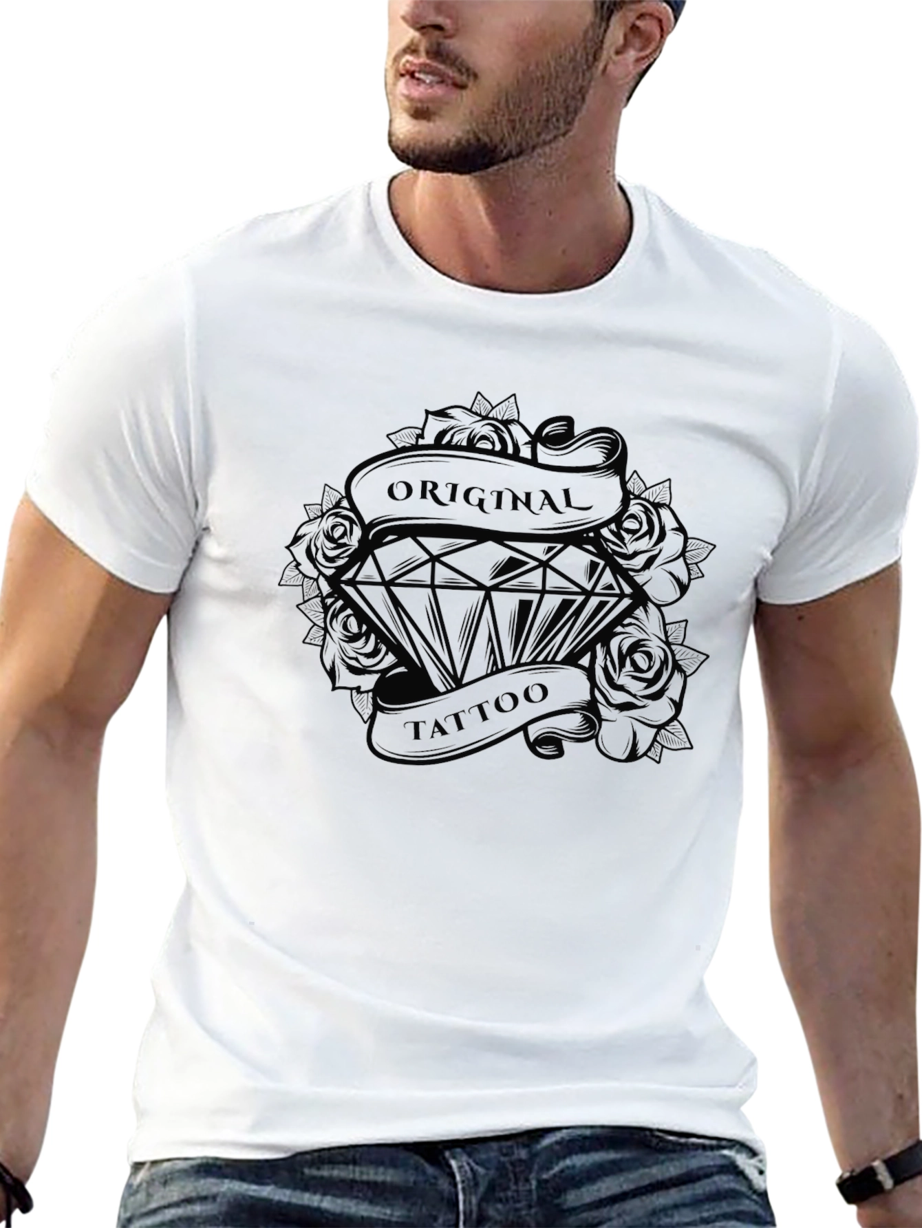 Original Tattoo Diamond Graphic Black T-Shirt