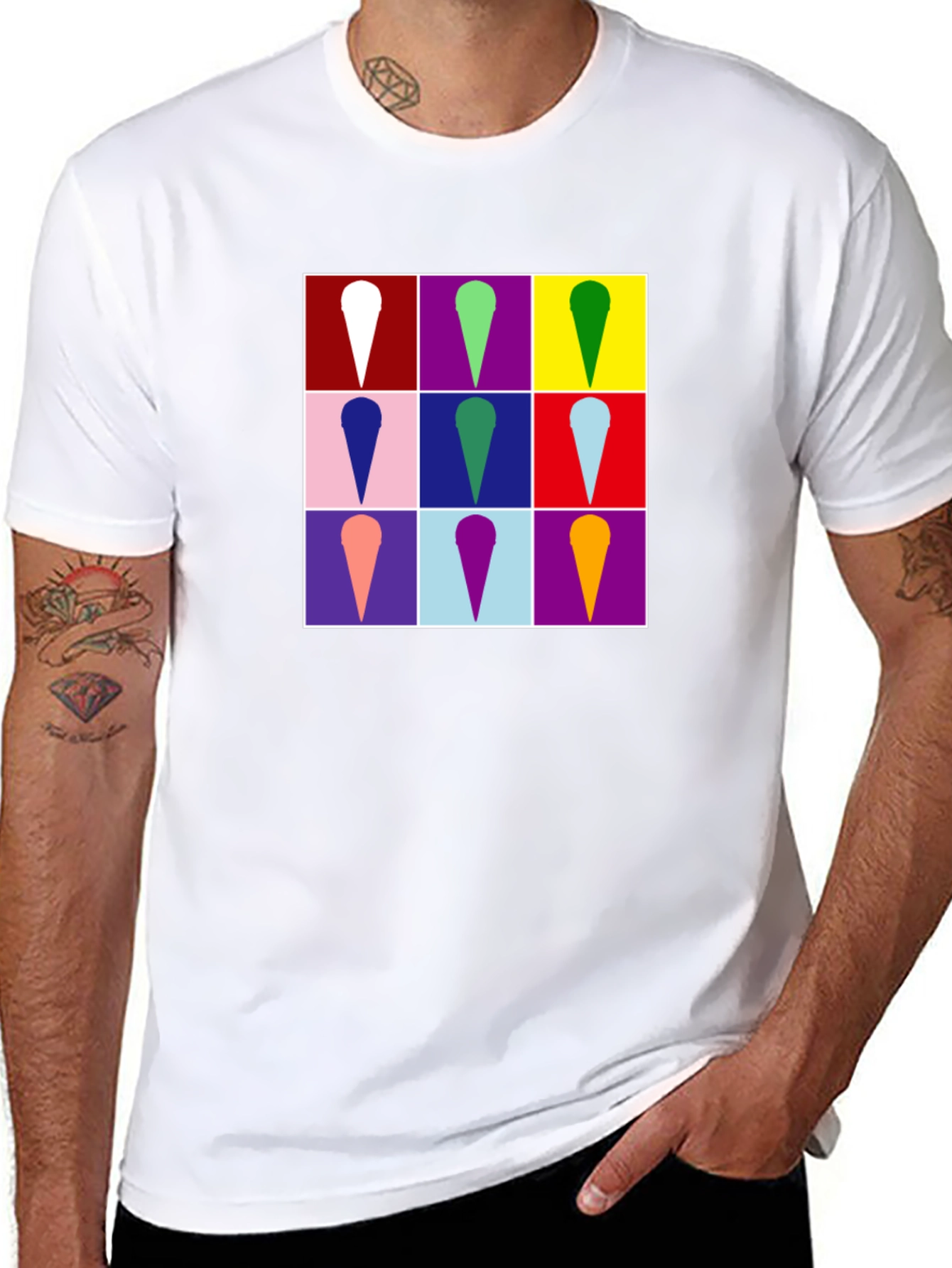 Retro Ice Cream Pop Art Black T-Shirt