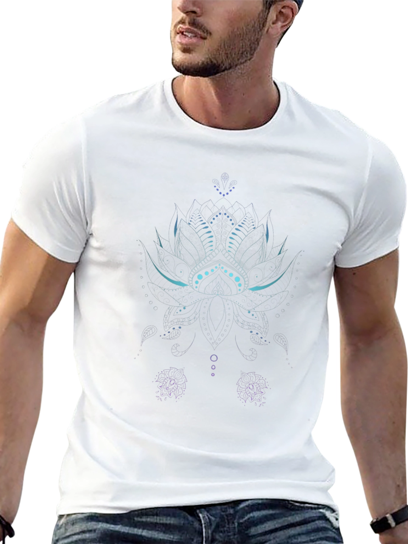 Lotus Graphic Print Black T-Shirt