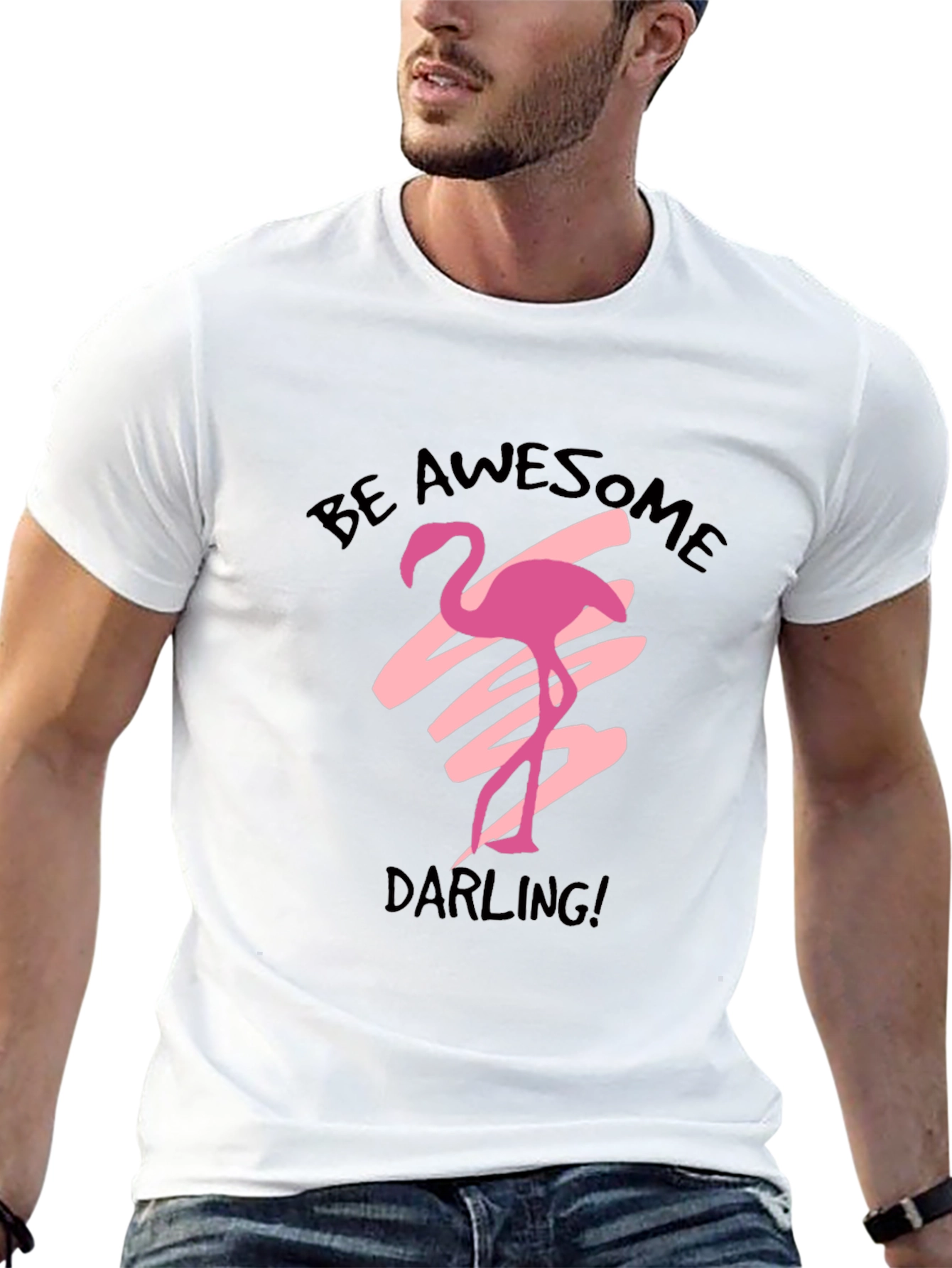 Be Awesome Darling Flamingo Black T-Shirt