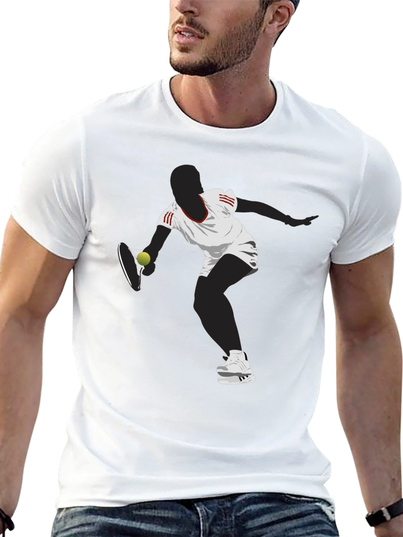 Tennis Player Graphic Tee - Black