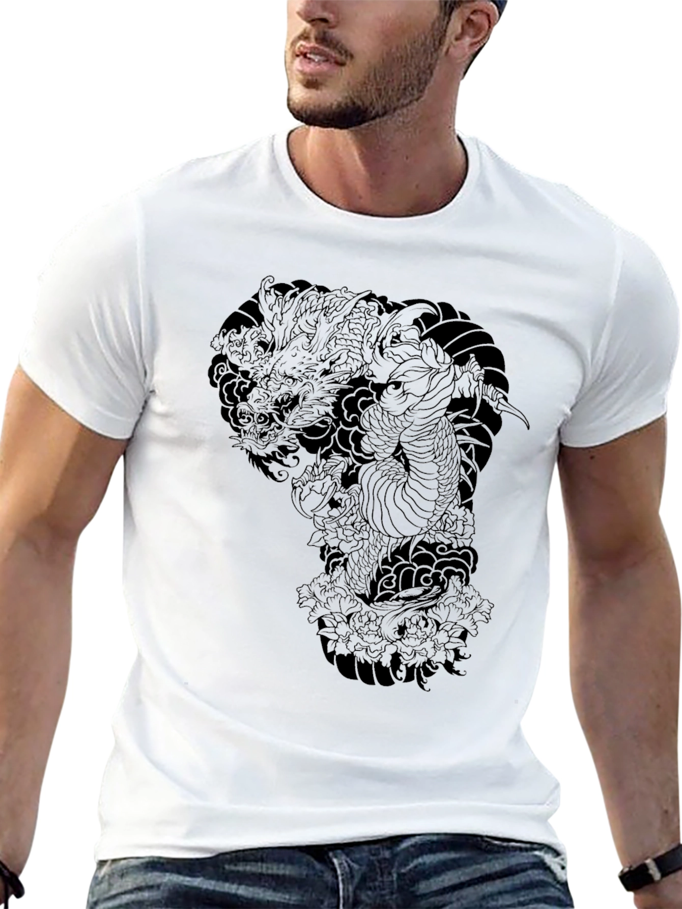 Dragon Graphic Print Black T-Shirt