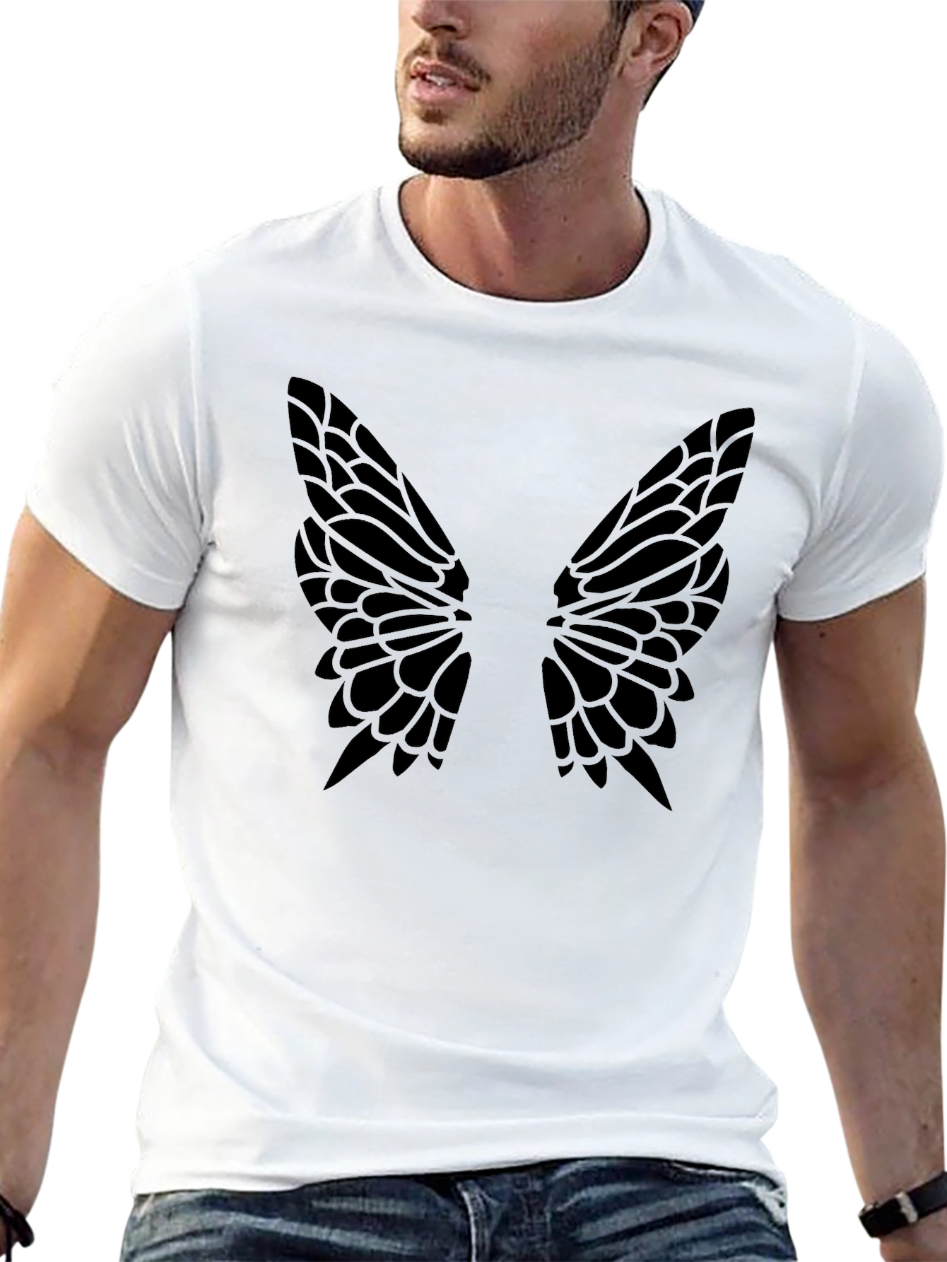 Butterfly Wings Graphic Tee - Black Cotton
